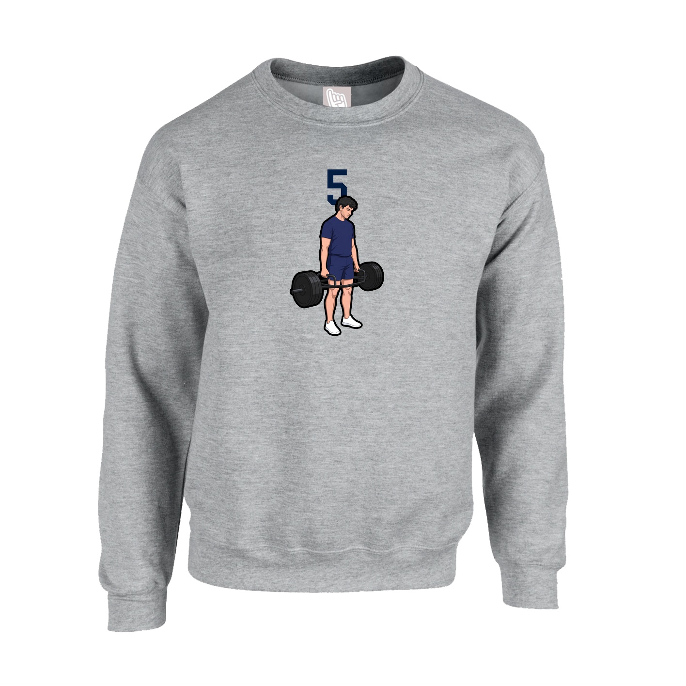 Fleece Crew — Number Top in Grey