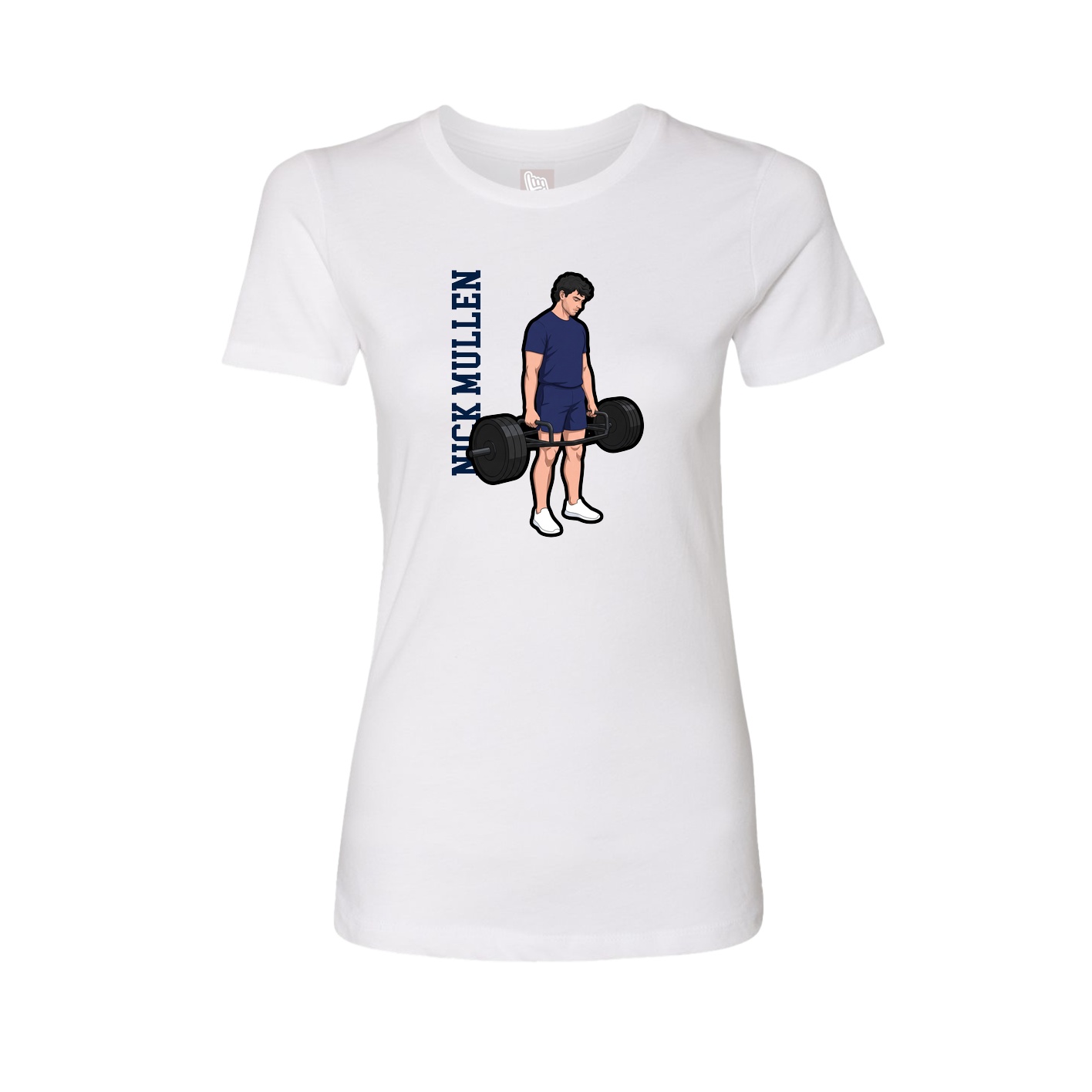 Fitted Women's Tee — Name Vertical in White
