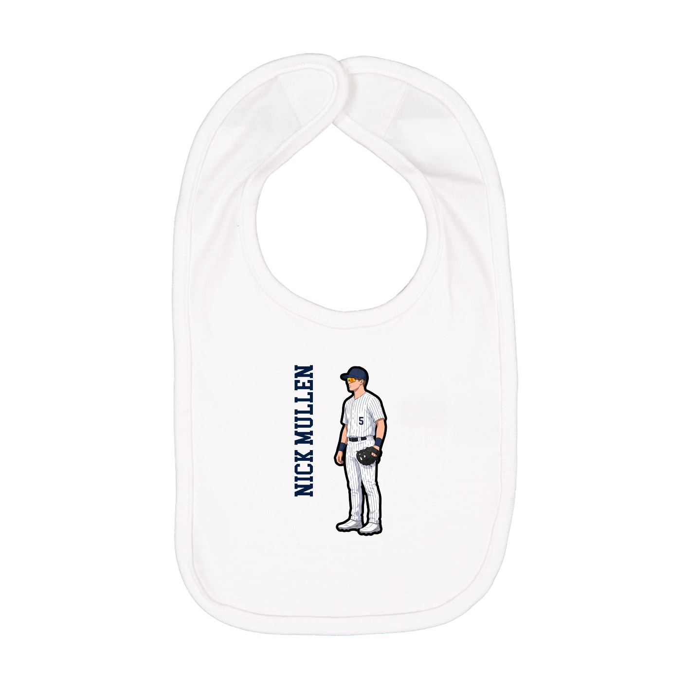 Infant Bib — Name Vertical in White