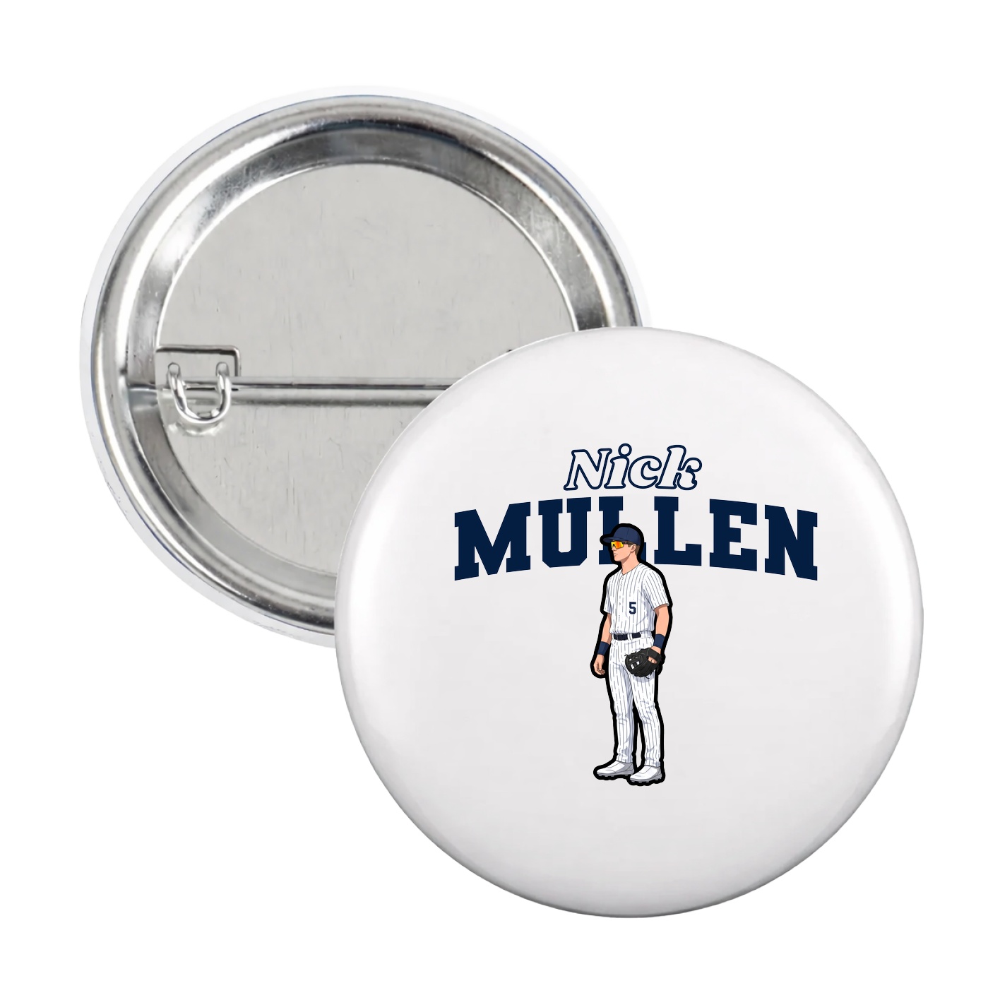 Game Day Button — Name Arch in White