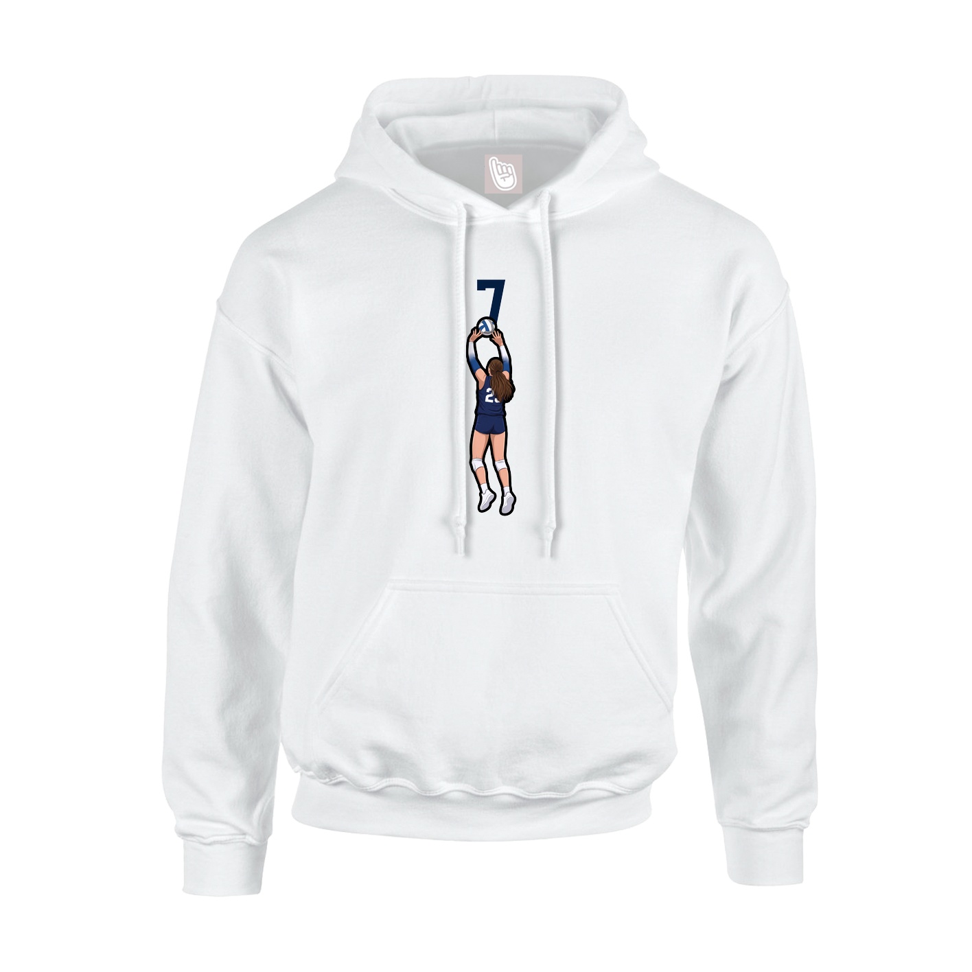 Youth Hoodie — Number Top in White