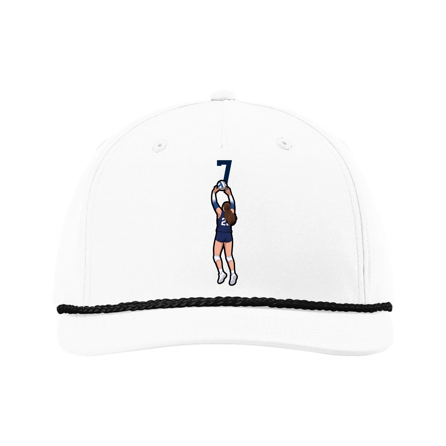 Five-Panel Classic Rope Cap — Number Top in White
