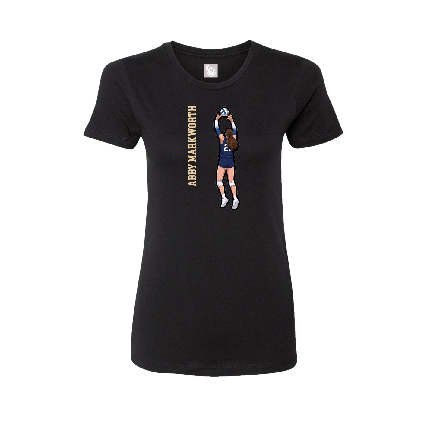 Fitted Women's Tee — Name Vertical in Black