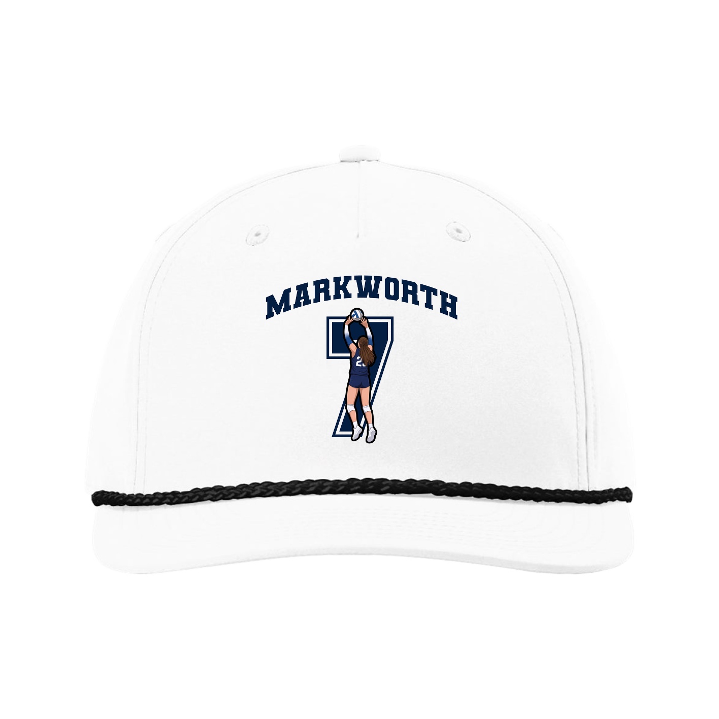 Five-Panel Classic Rope Cap — Number in White