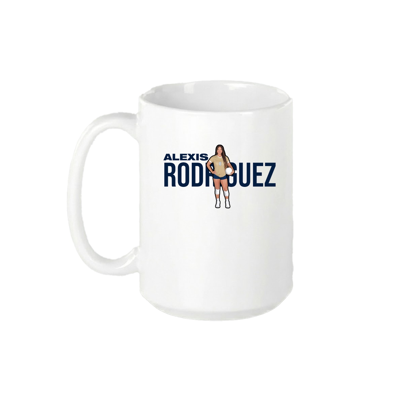 15oz Coffee Mug — Player Name in White