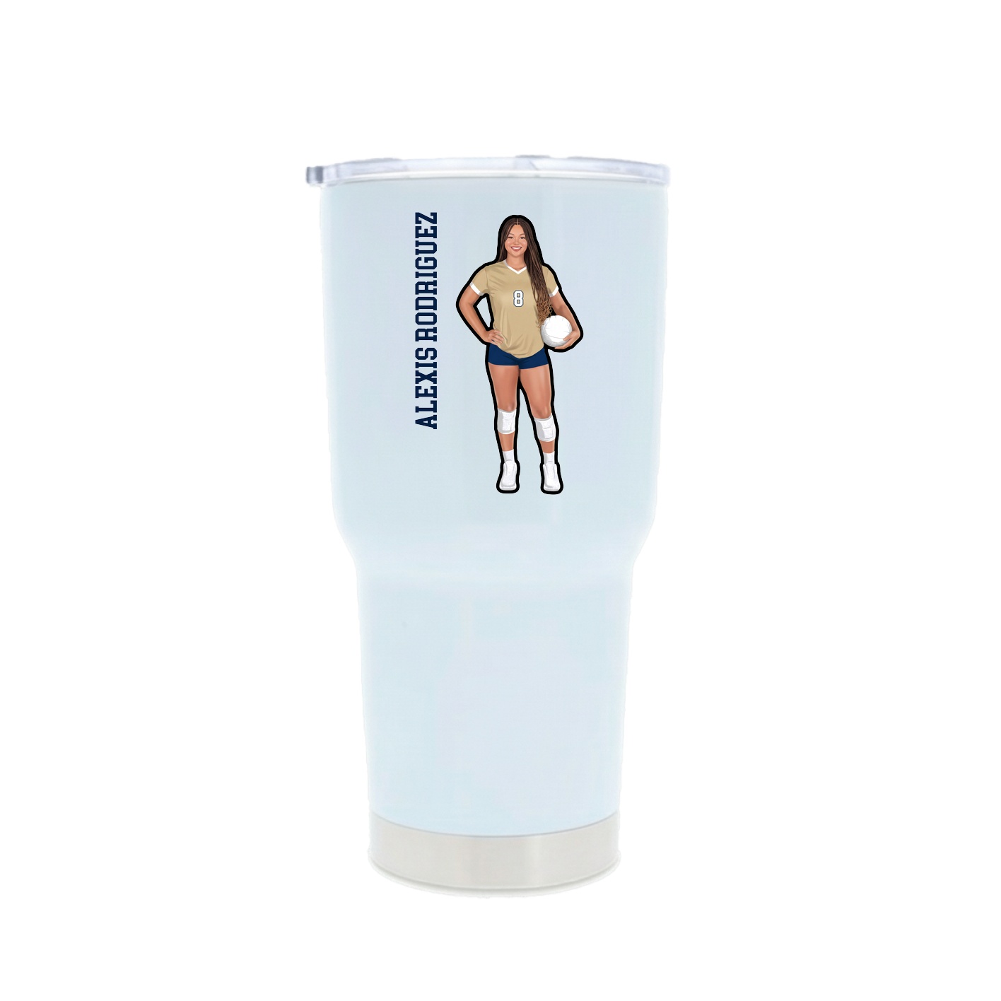 30oz Stainless Steel Tumbler — Name Vertical in White