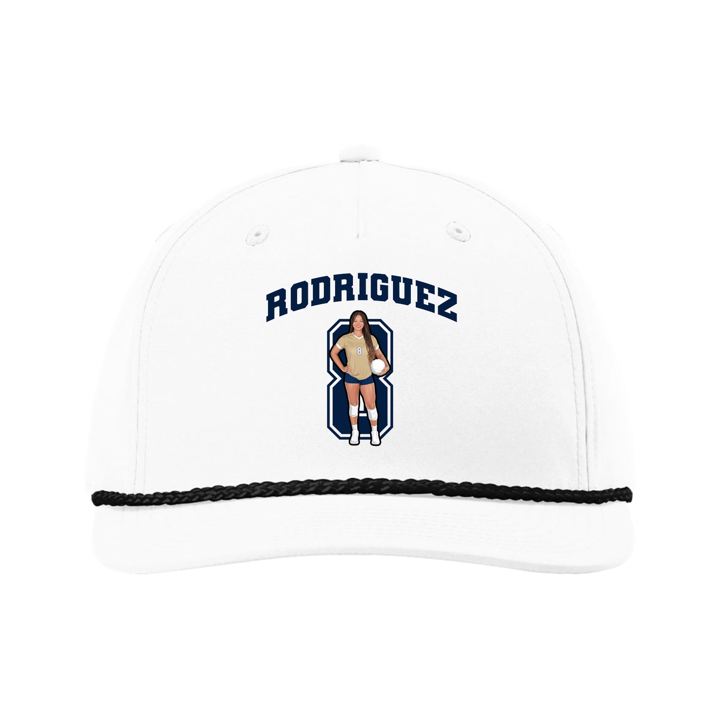 Five-Panel Classic Rope Cap — Number in White