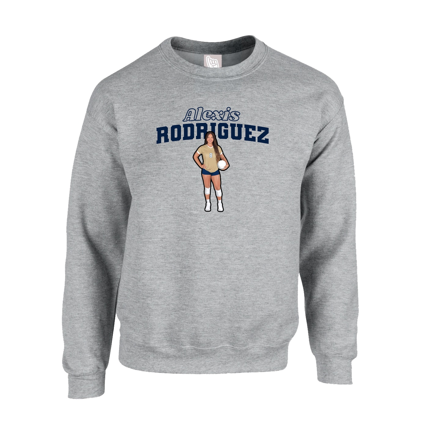 Fleece Crew — Name Arch in Grey