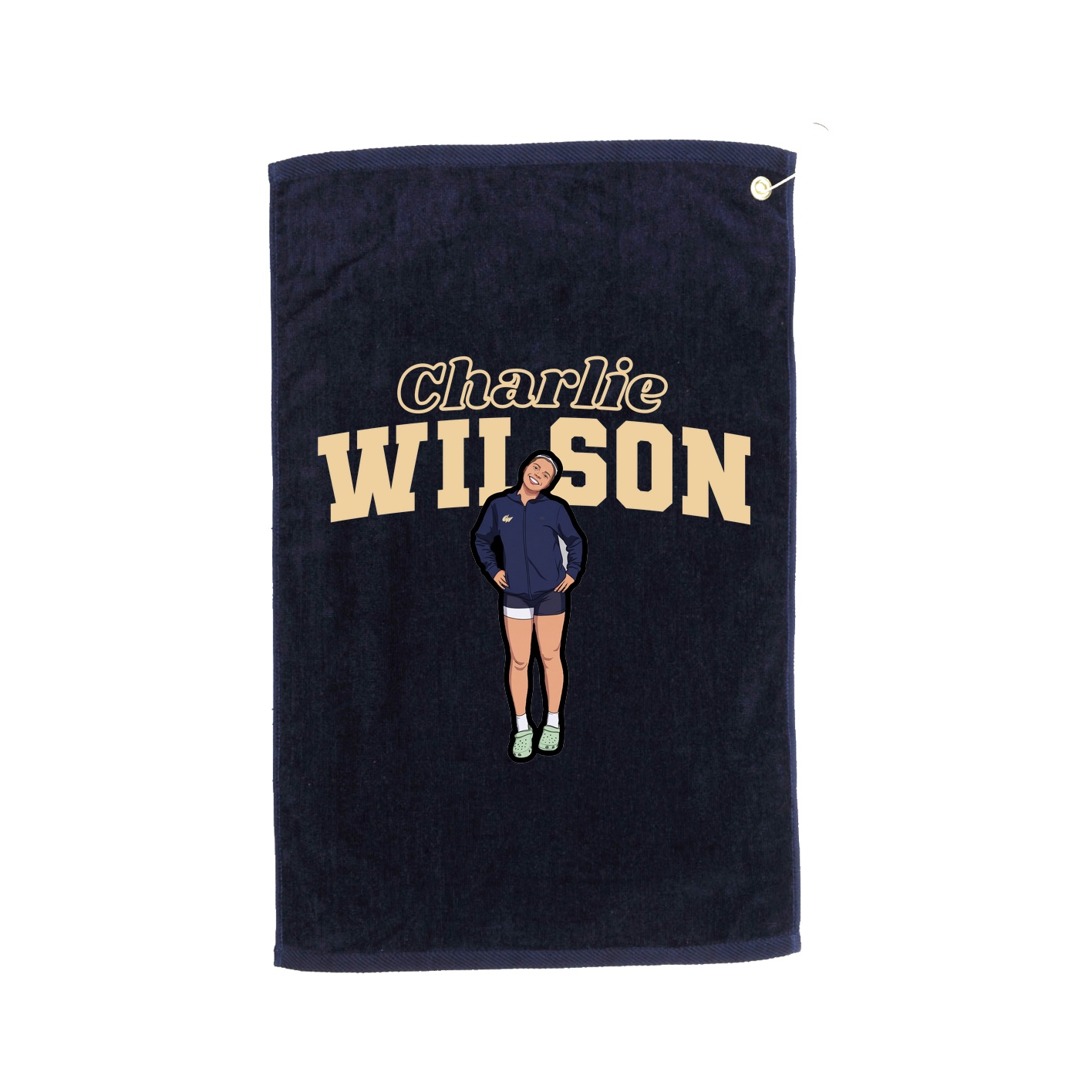 Golf Towel — Name Arch in Navy