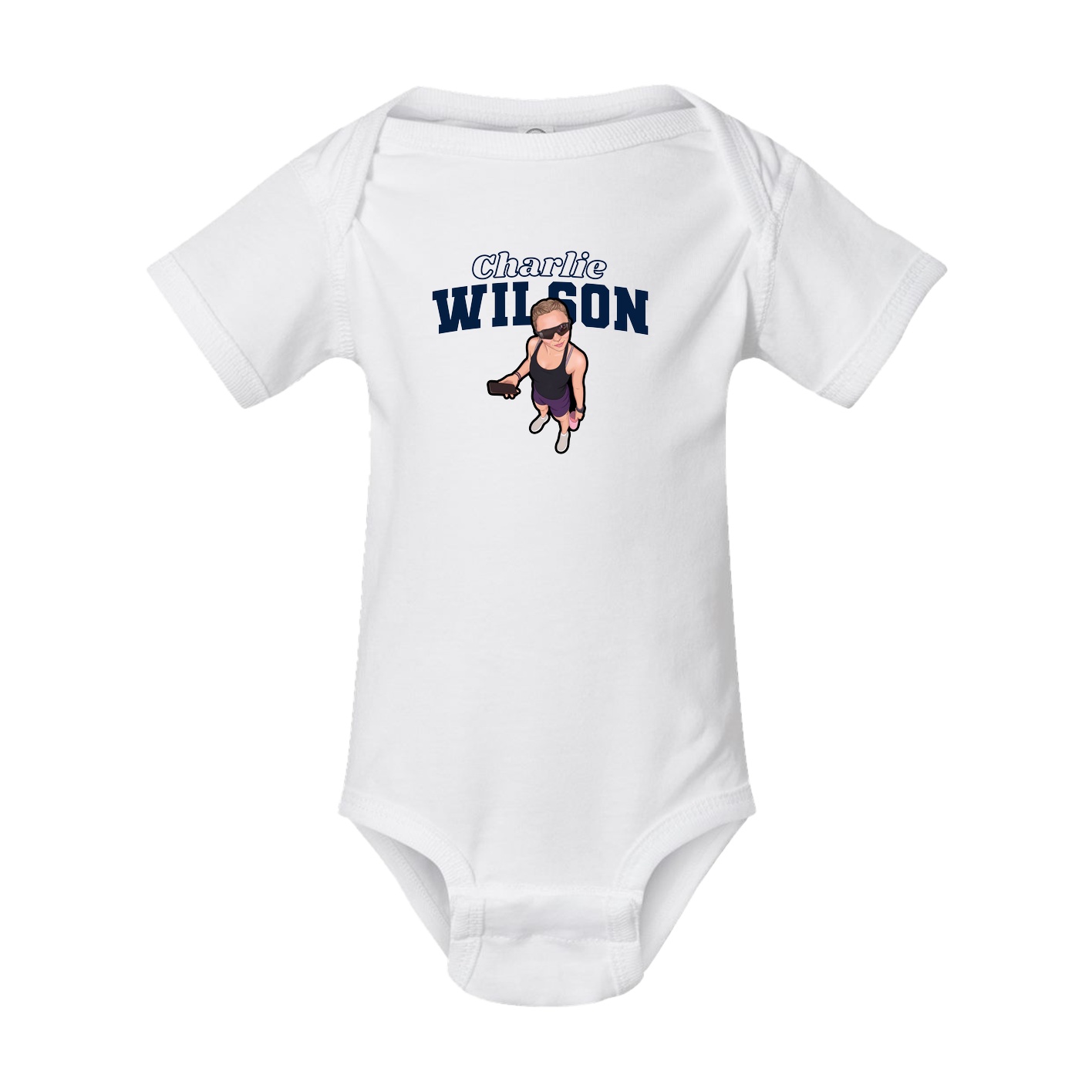 Baby Onesie — Name Arch in White