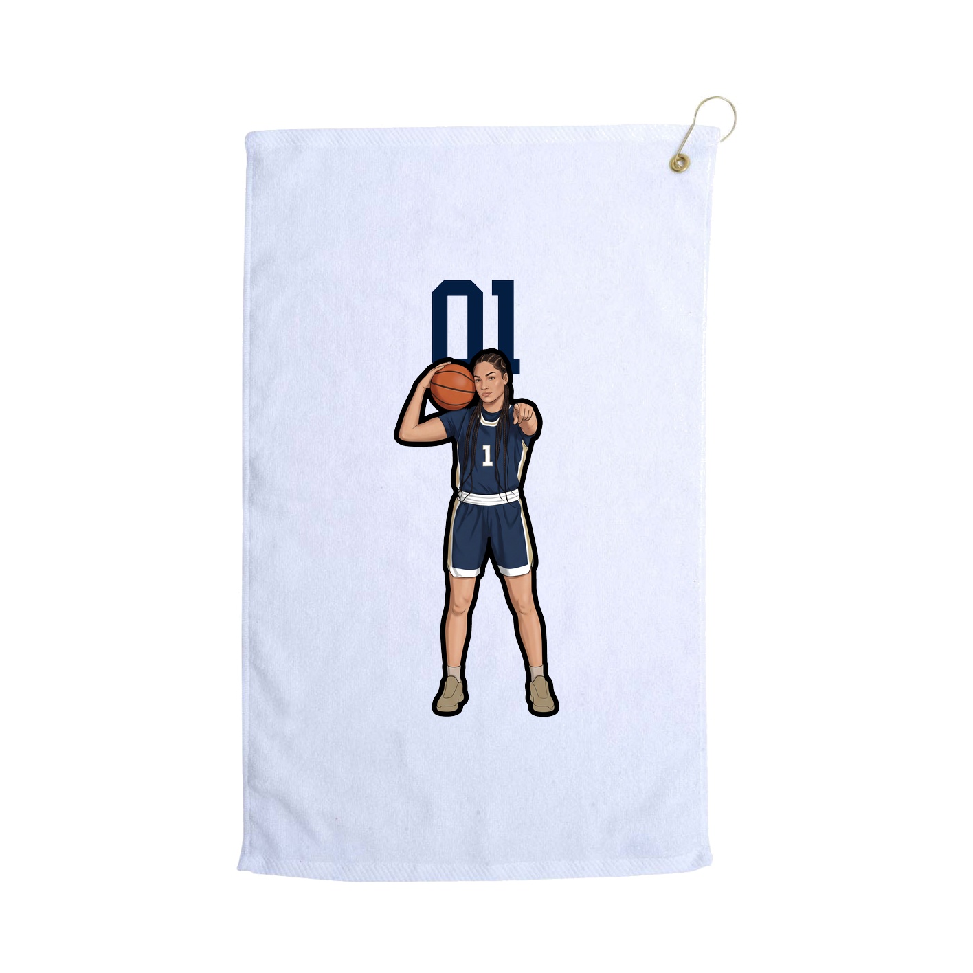 Golf Towel — Number Top in White