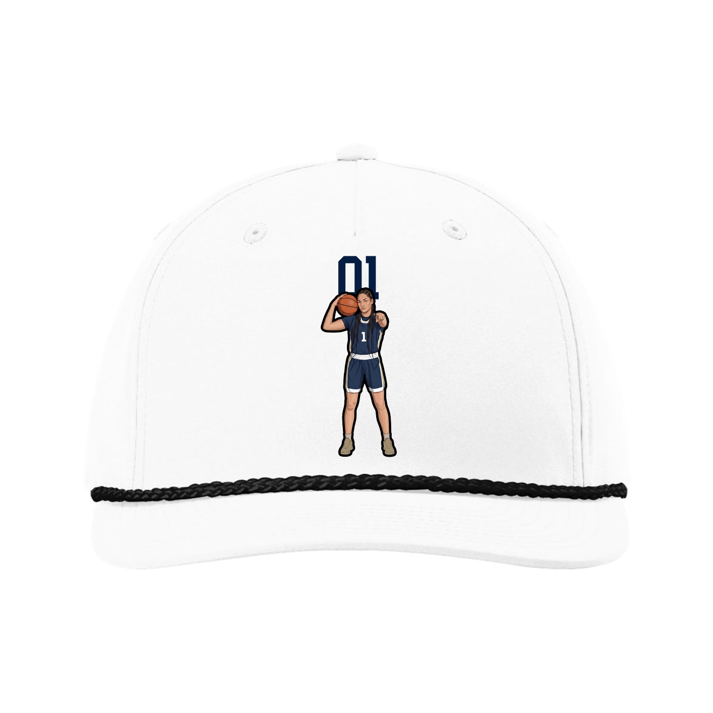 Five-Panel Classic Rope Cap — Number Top in White