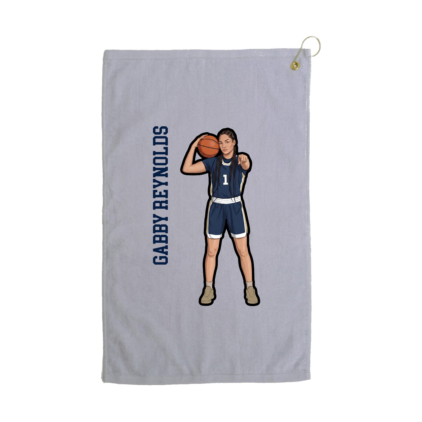 Golf Towel — Name Vertical in Grey