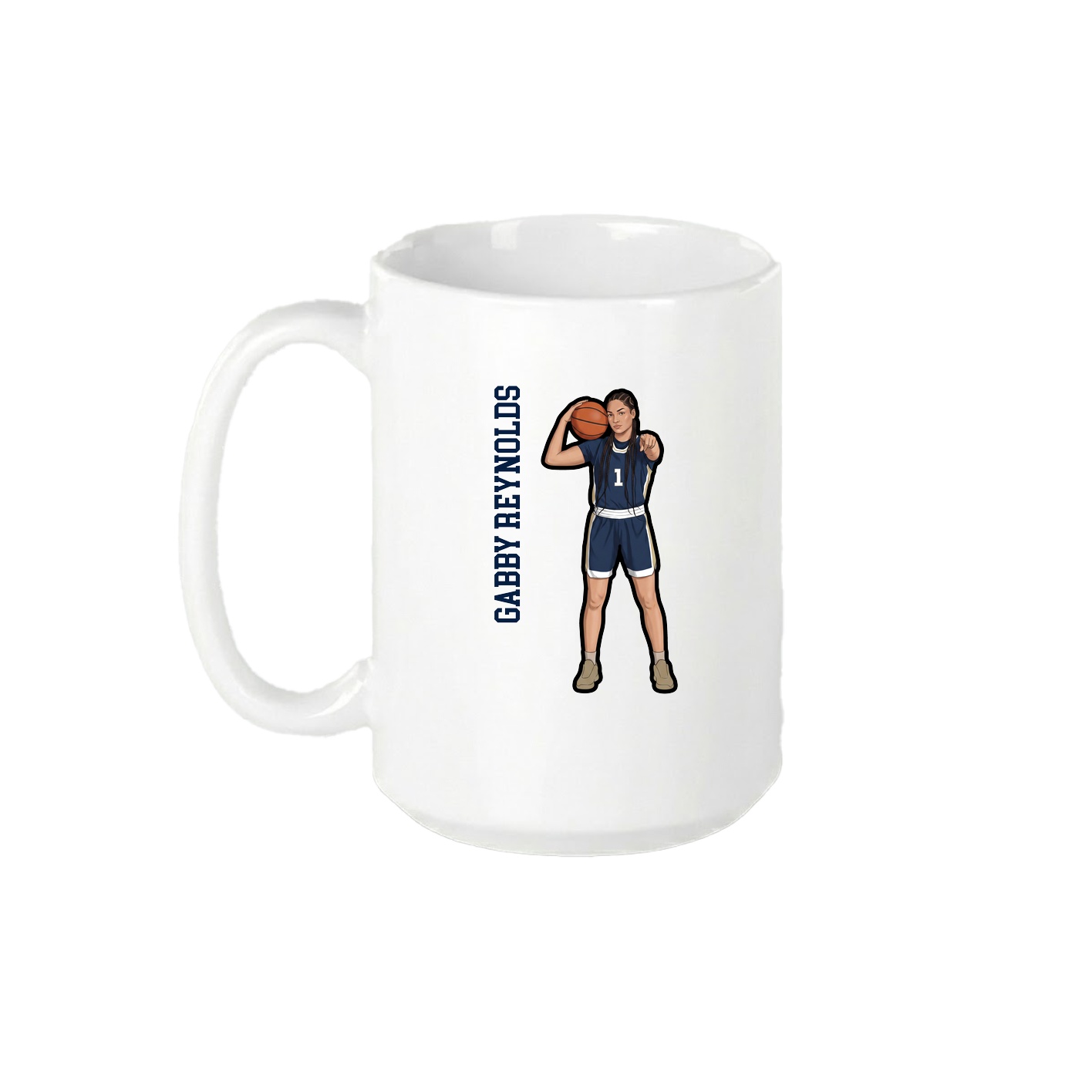 15oz Coffee Mug — Name Vertical in White