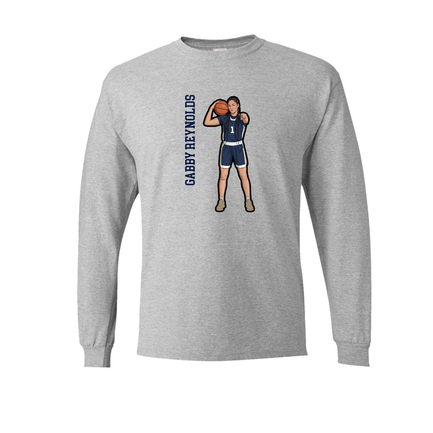 Long Sleeve Tee — Name Vertical in Grey