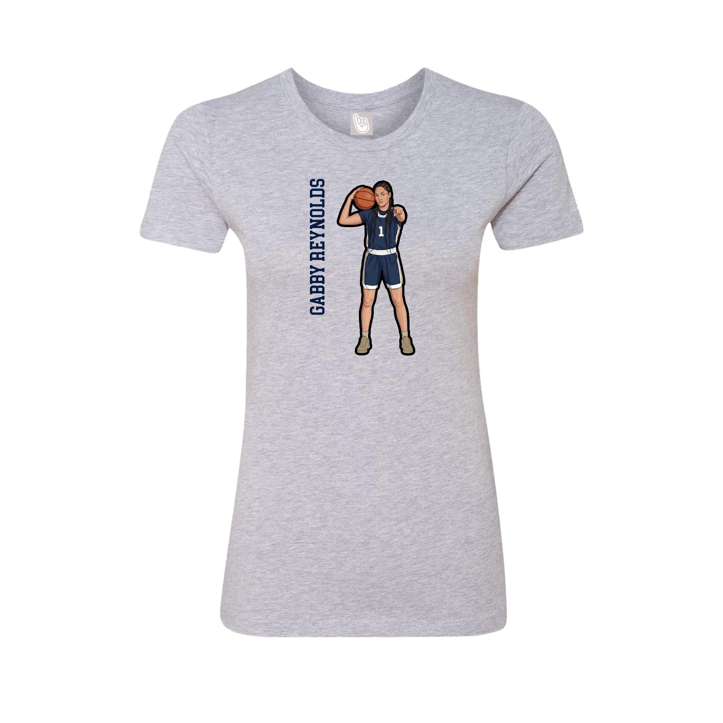 Fitted Women's Tee — Name Vertical in Grey