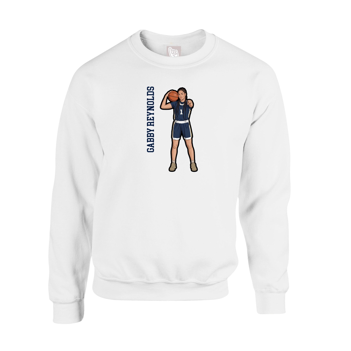 Fleece Crew — Name Vertical in White