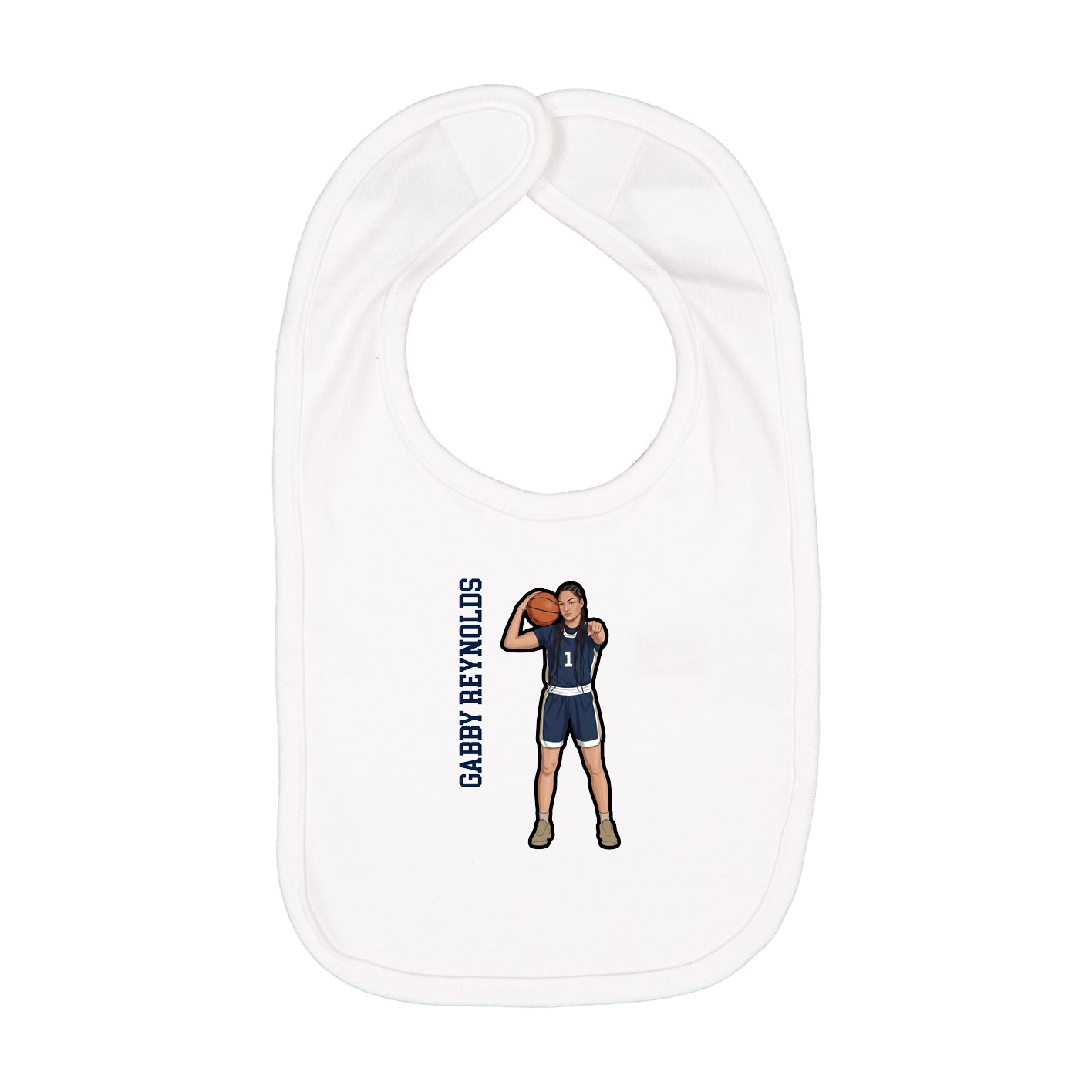 Infant Bib — Name Vertical in White