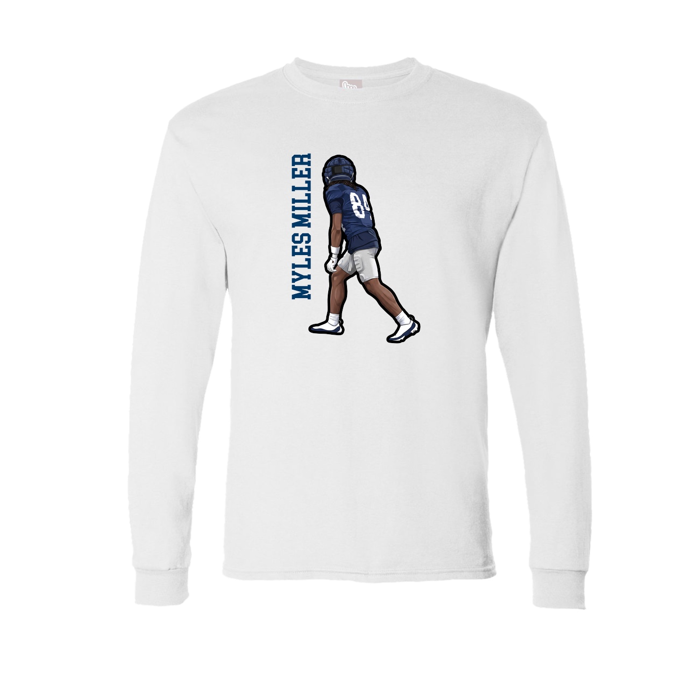 Long Sleeve Tee — Name Vertical in White