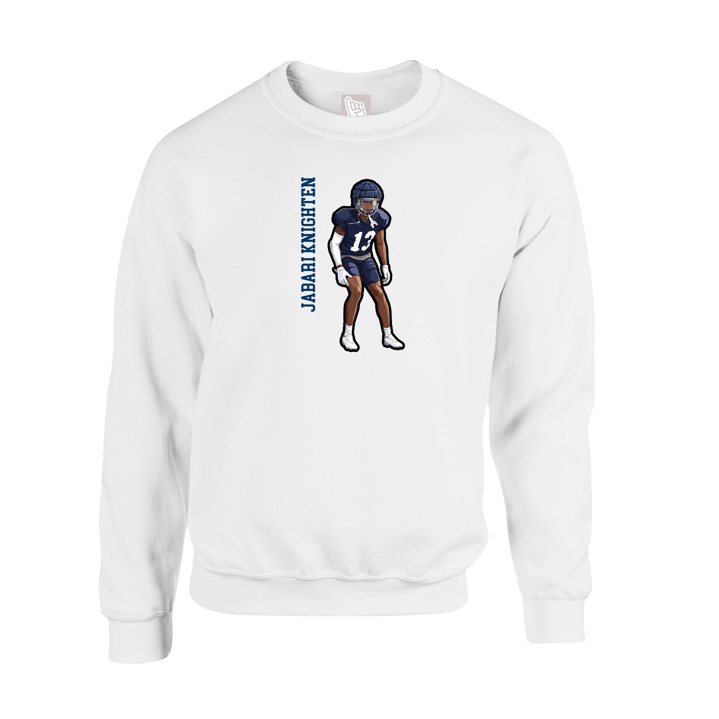 Fleece Crew — Name Vertical in White