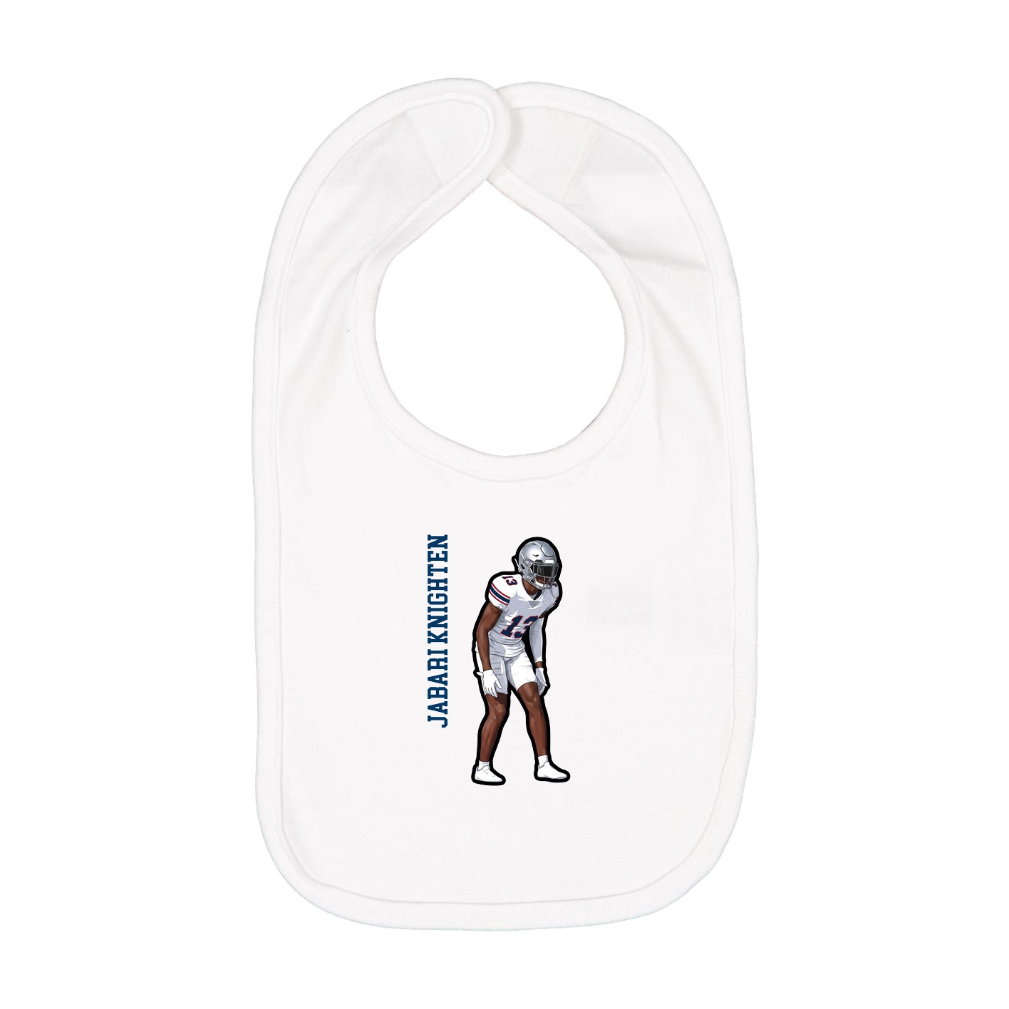 Infant Bib — Name Vertical in White