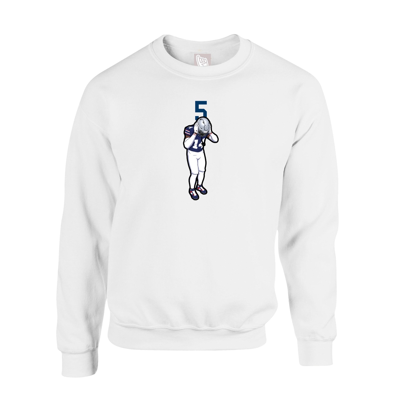 Fleece Crew — Number Top in White