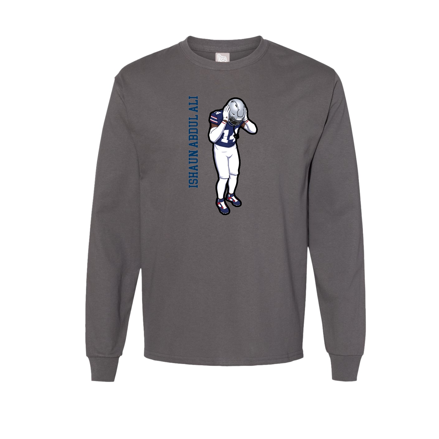 Long Sleeve Tee — Name Vertical in Grey