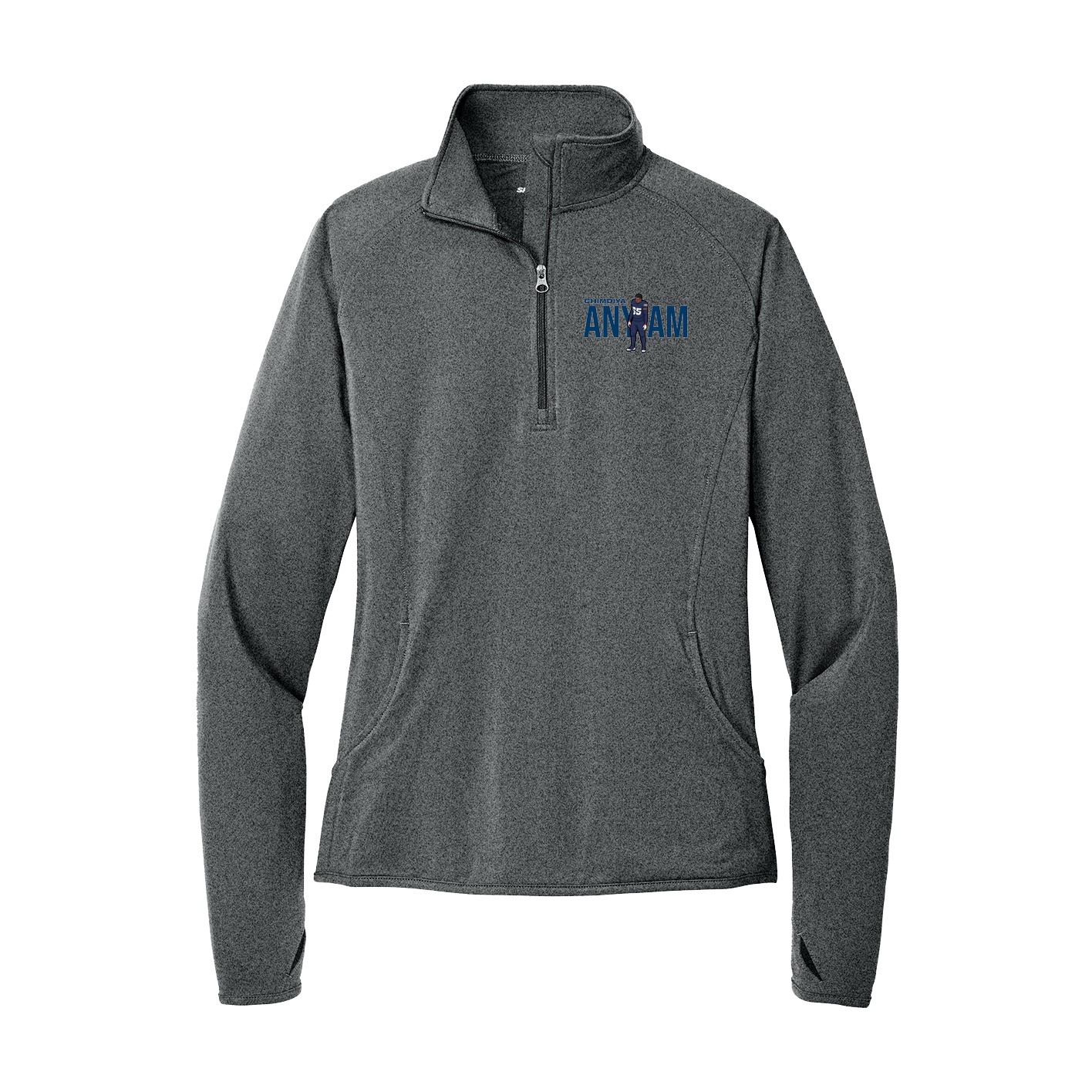 Women's Q-Zip Pullover — Player Name in Grey