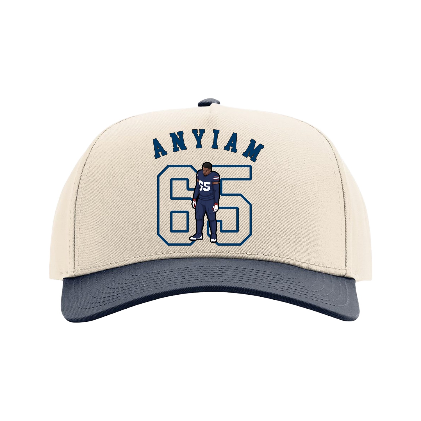 Full Fabric Five-Panel Champ Cap — Shirsey Arch in Cream/Navy