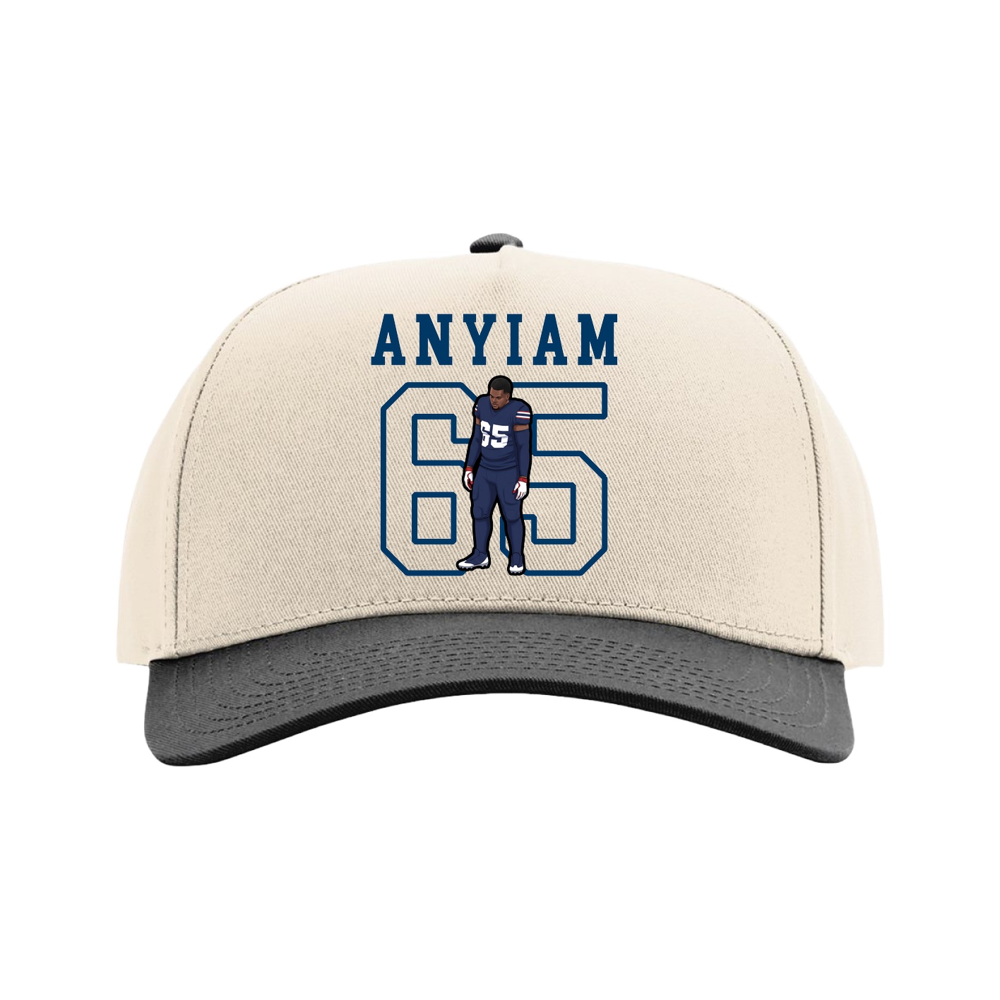 Full Fabric Five-Panel Champ Cap — Shirsey in Cream/Black
