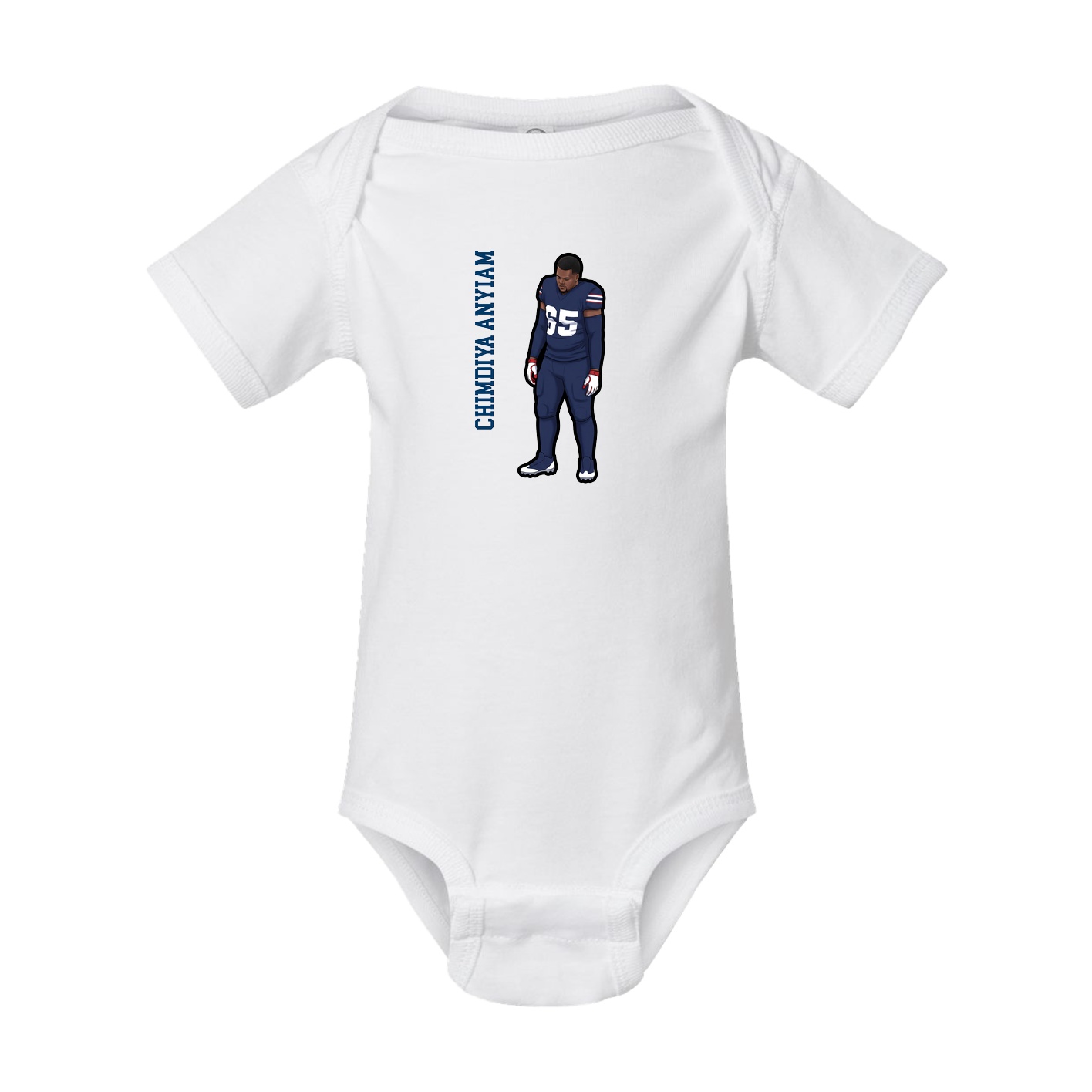 Baby Onesie — Name Vertical in White