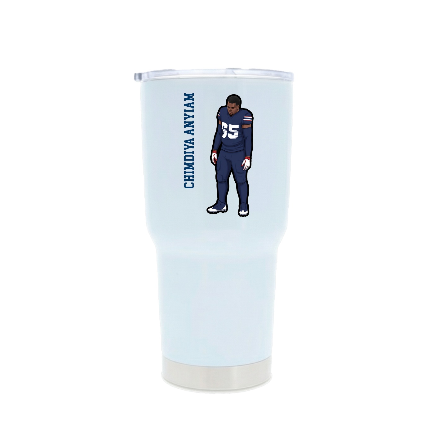 30oz Stainless Steel Tumbler — Name Vertical in White