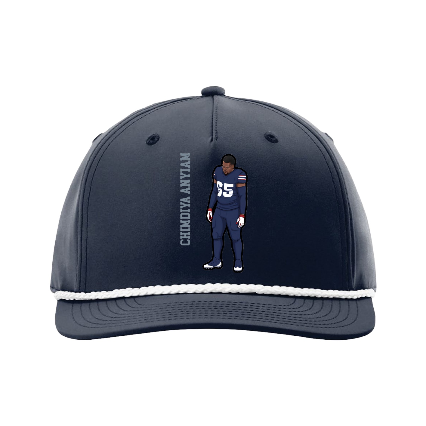 Five-Panel Classic Rope Cap — Name Vertical in Navy
