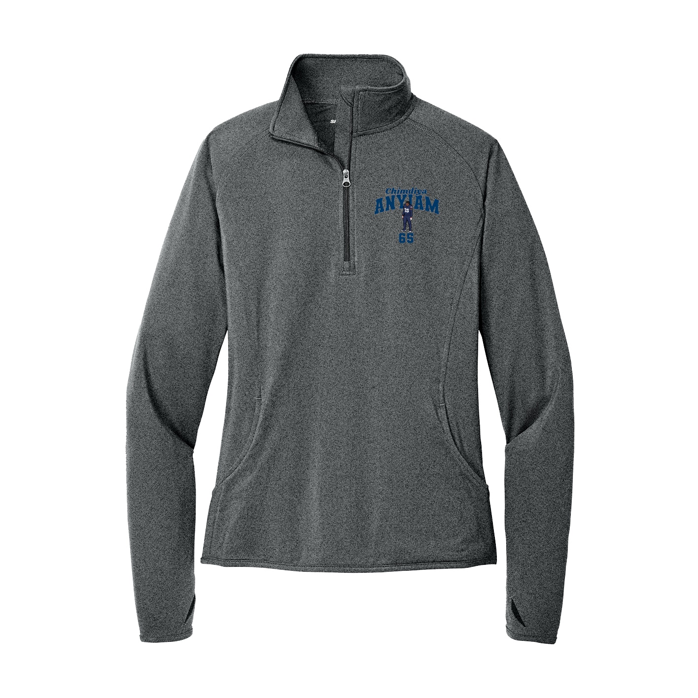Women's Q-Zip Pullover — Signature Arch in Grey