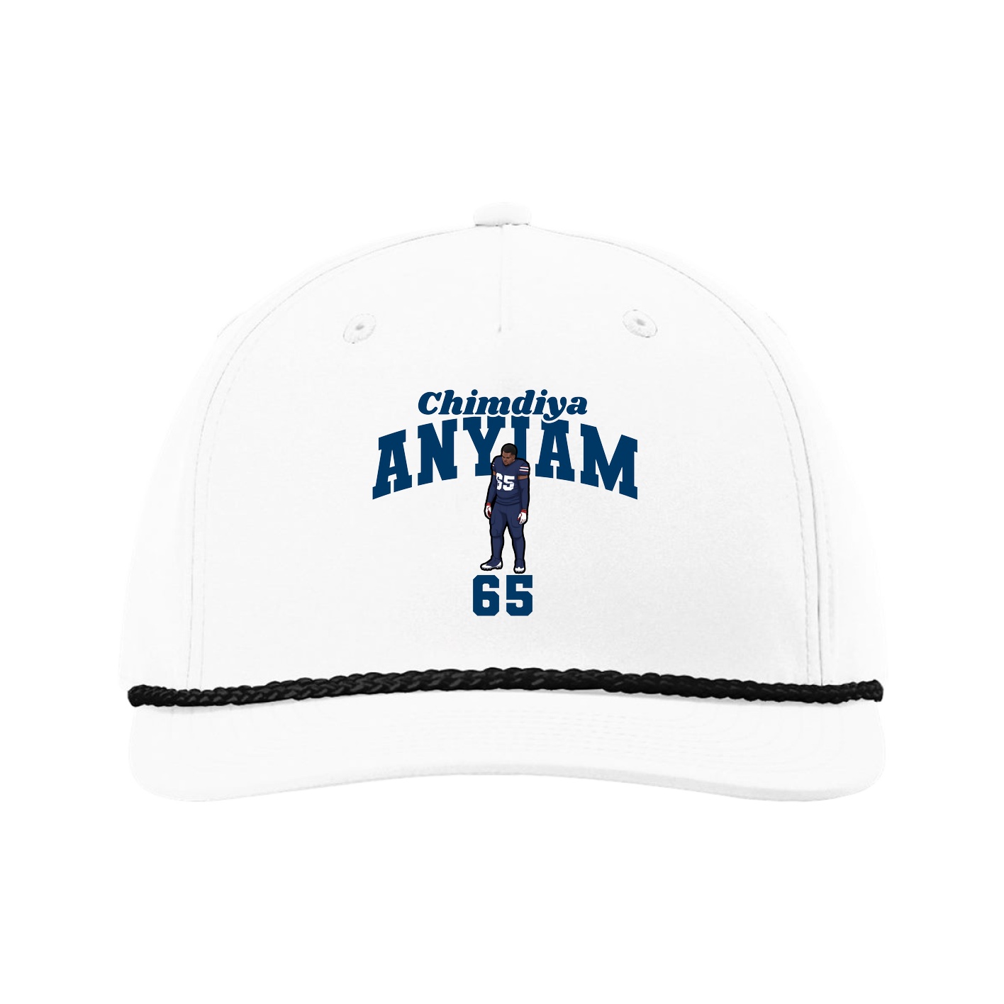 Five-Panel Classic Rope Cap — Signature Arch in White