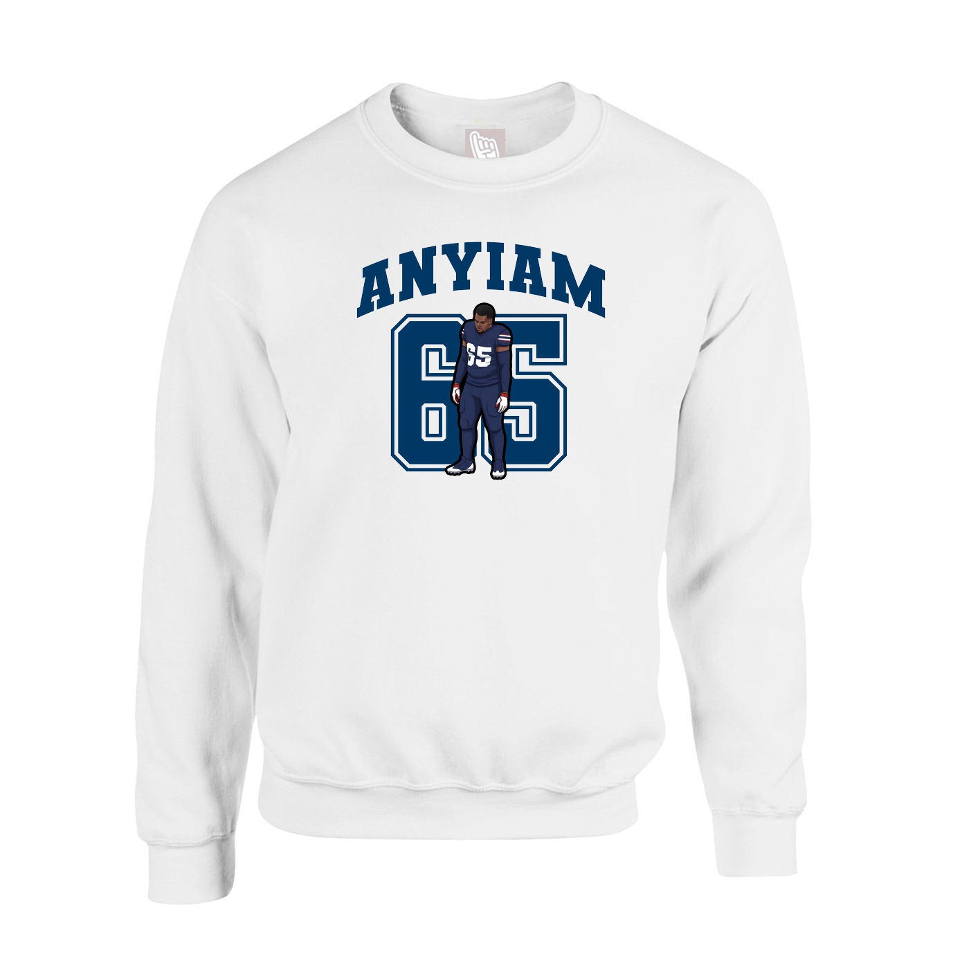 Fleece Crew — Number in White