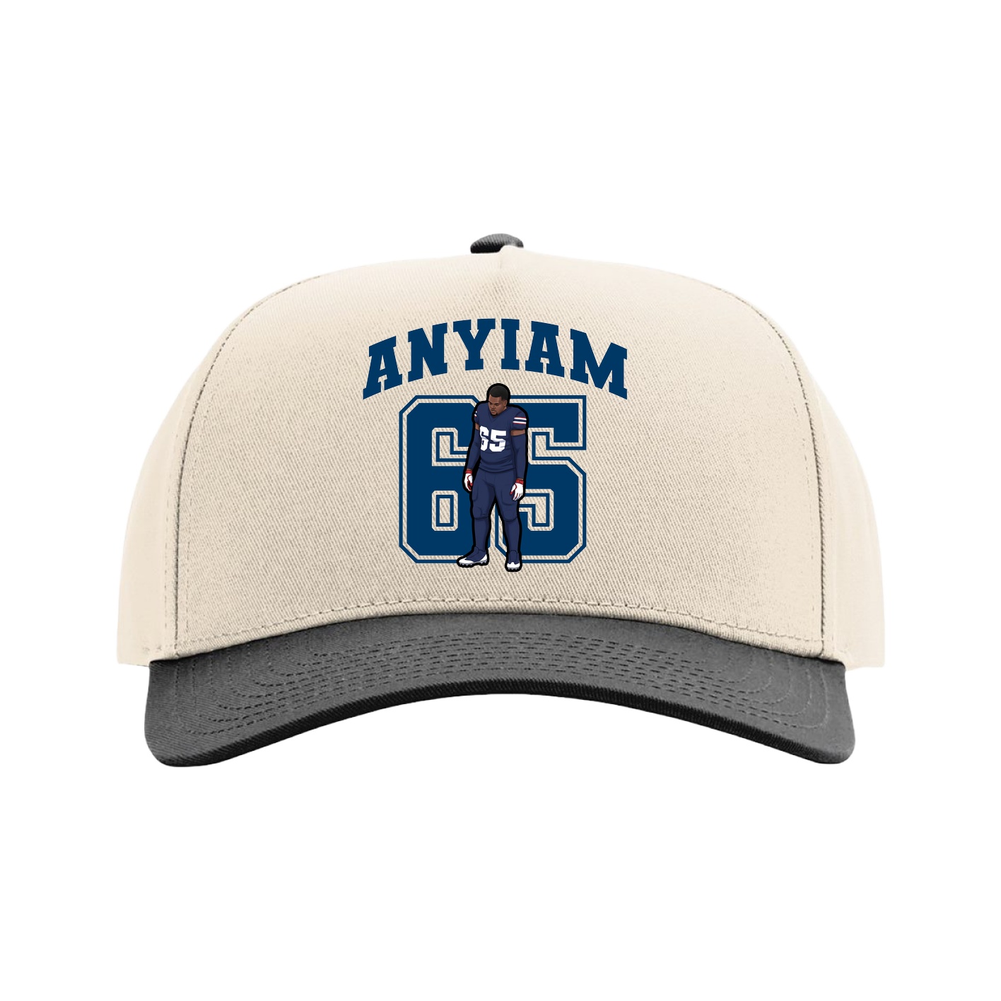Full Fabric Five-Panel Champ Cap — Number in Cream/Black