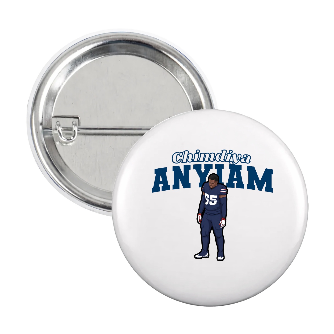 Game Day Button — Name Arch in White
