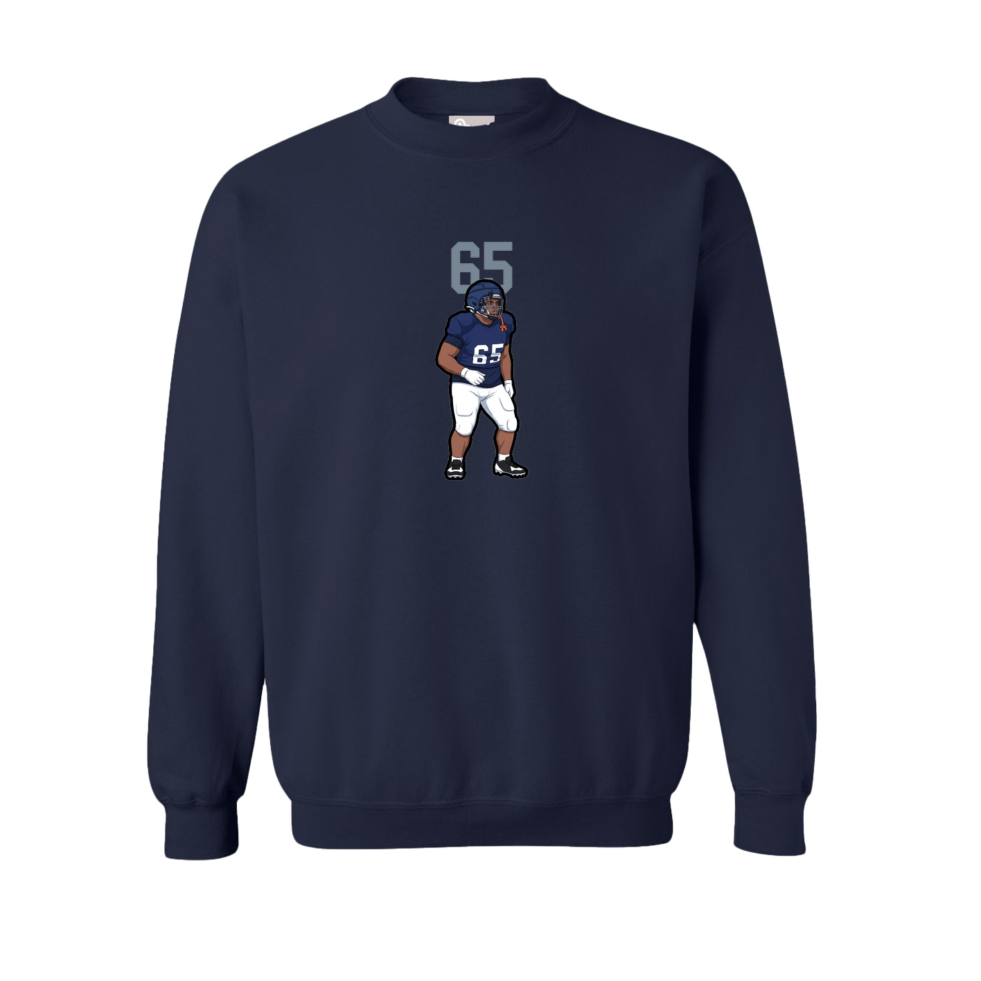 Fleece Crew — Number Top in Navy