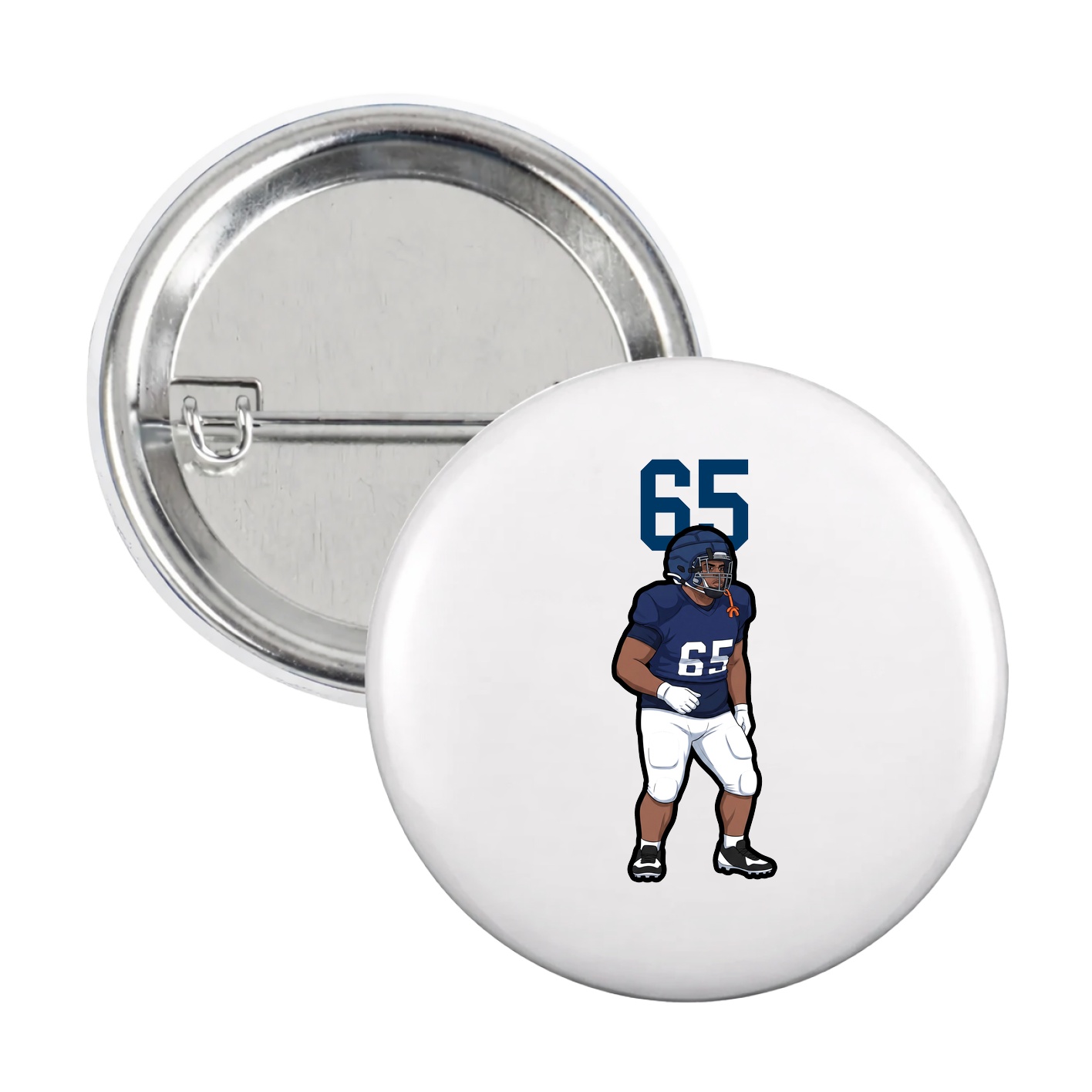Game Day Button — Number Top in White