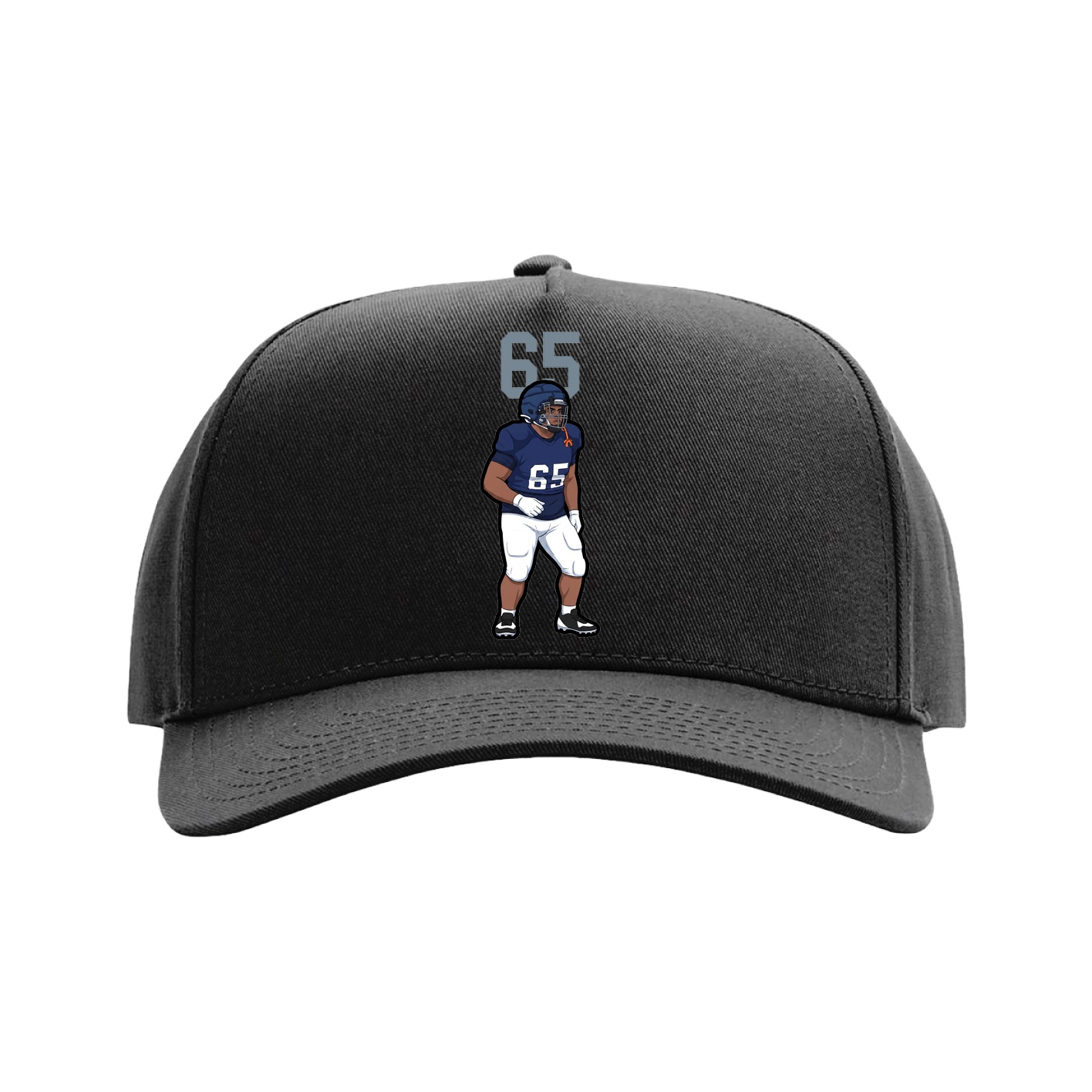 Full Fabric Five-Panel Champ Cap — Number Top in Black