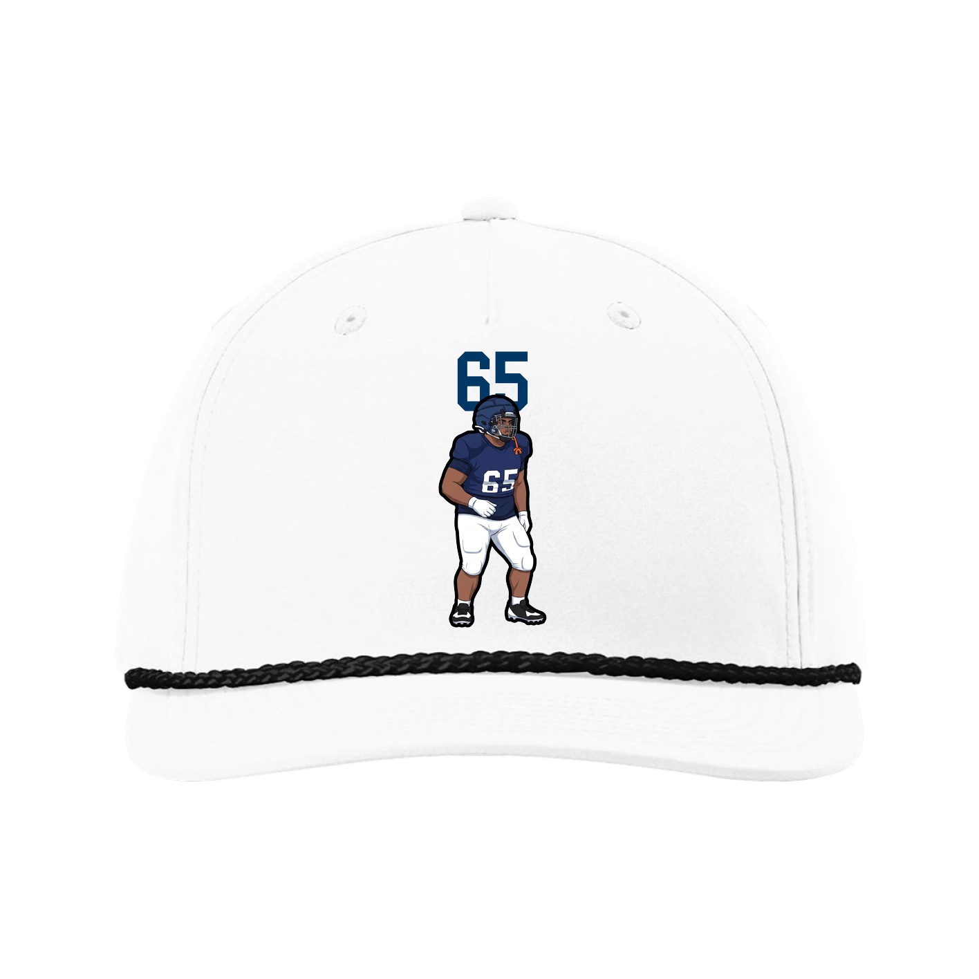 Five-Panel Classic Rope Cap — Number Top in White