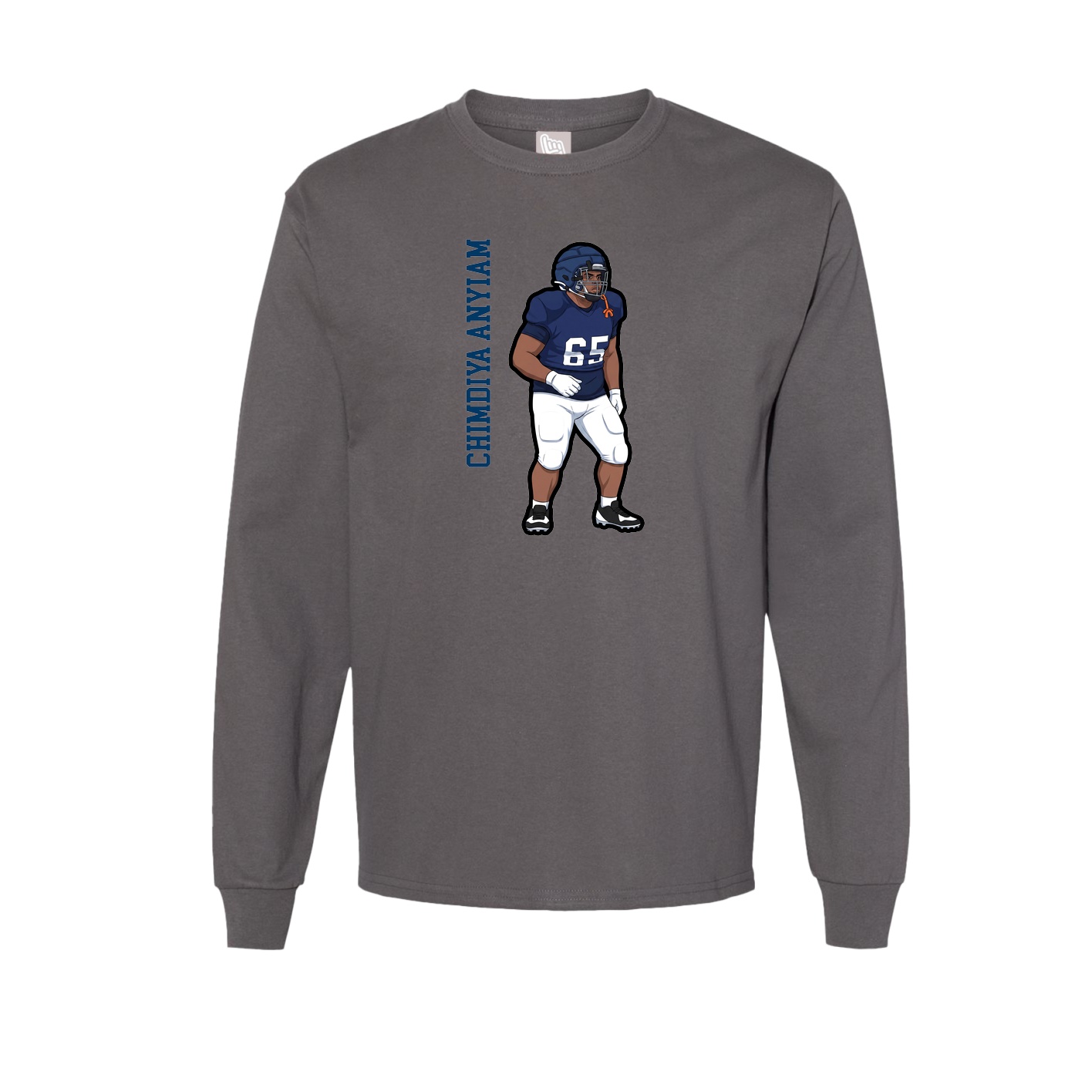 Long Sleeve Tee — Name Vertical in Grey