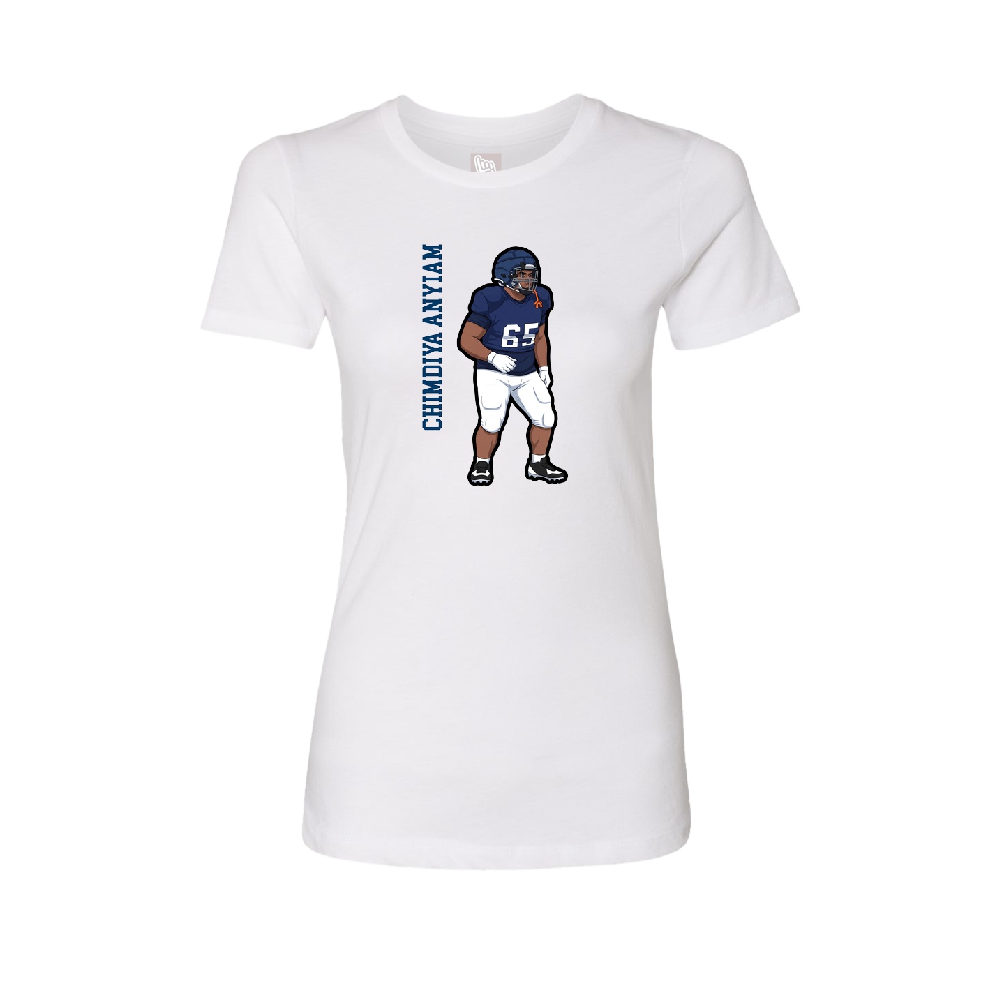 Fitted Women's Tee — Name Vertical in White