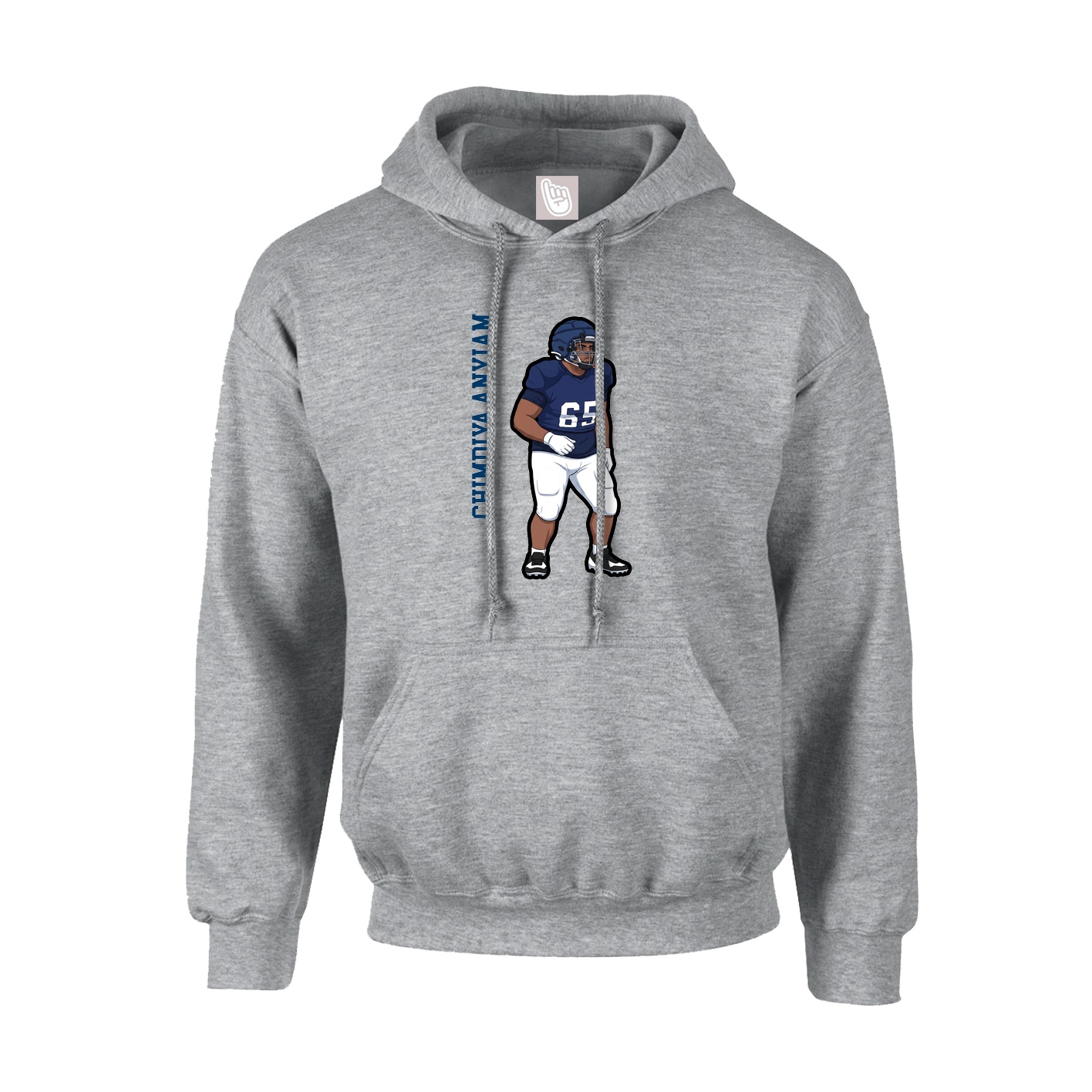 Youth Hoodie — Name Vertical in Grey