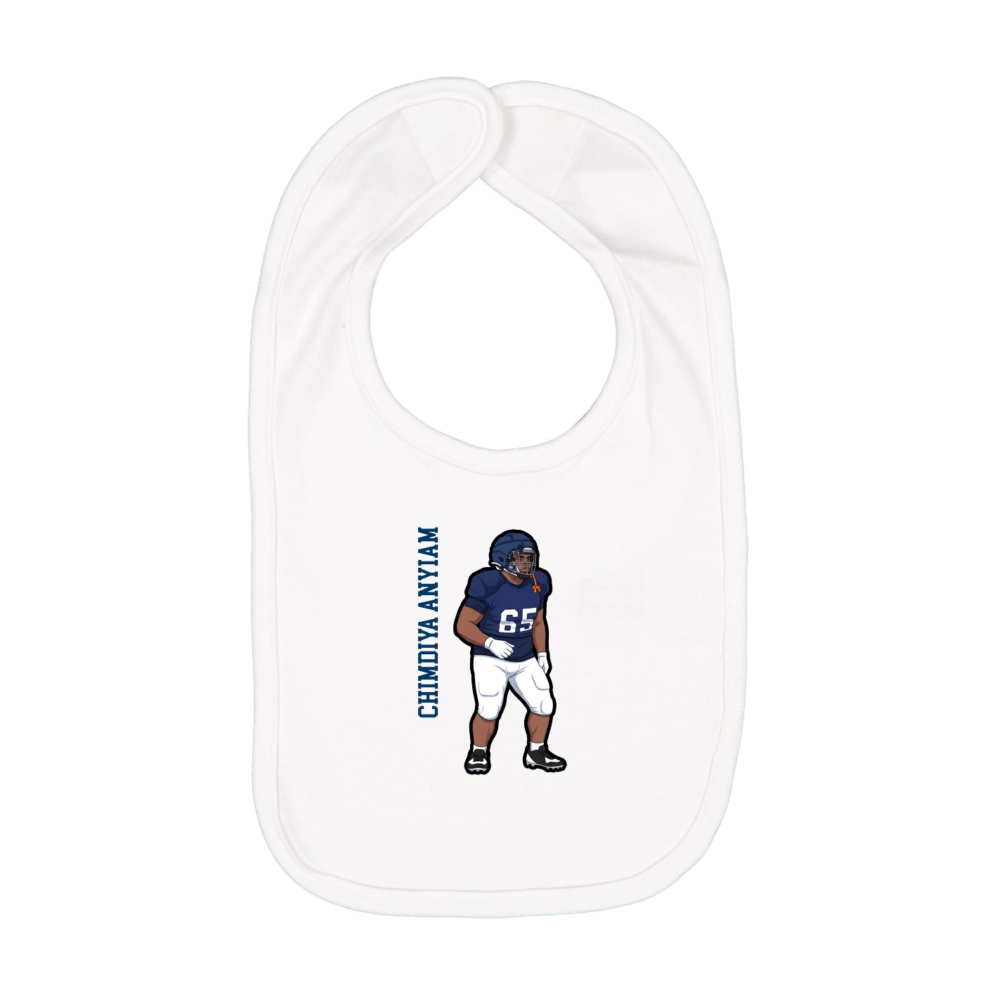 Infant Bib — Name Vertical in White