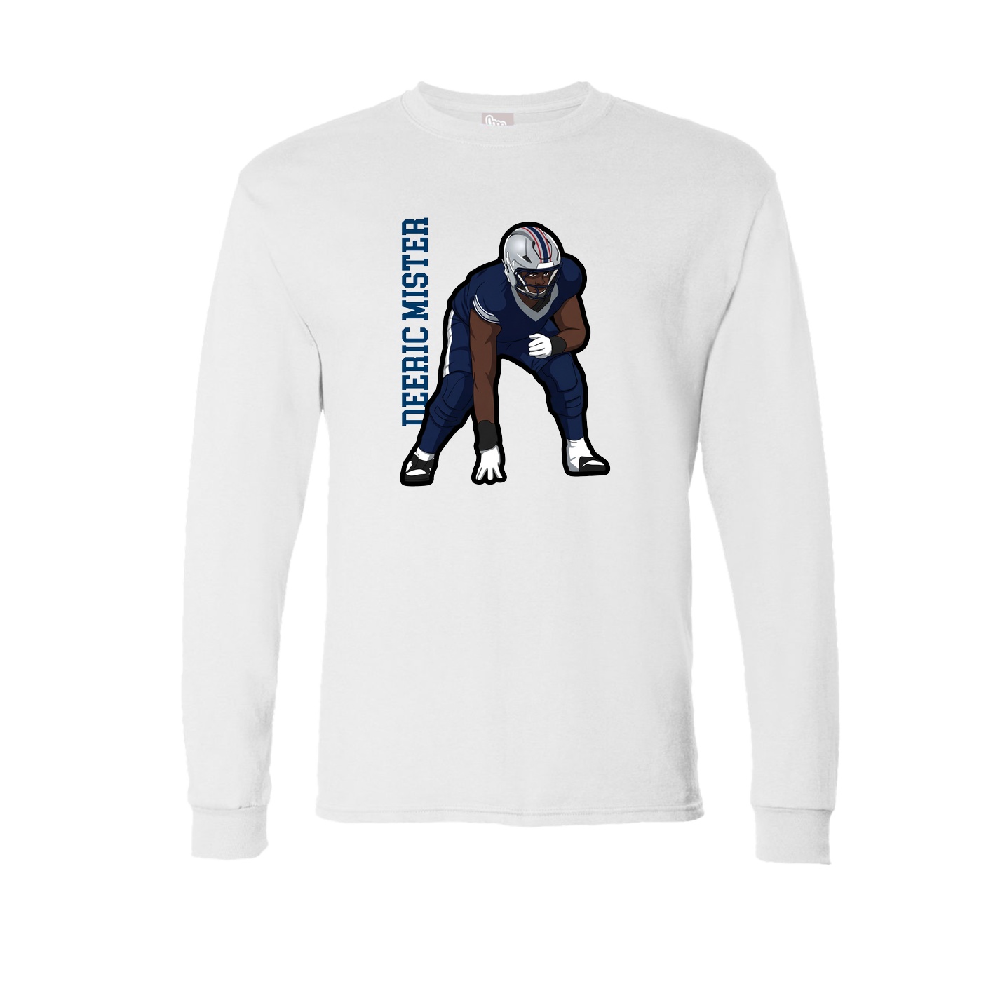 Long Sleeve Tee — Name Vertical in White