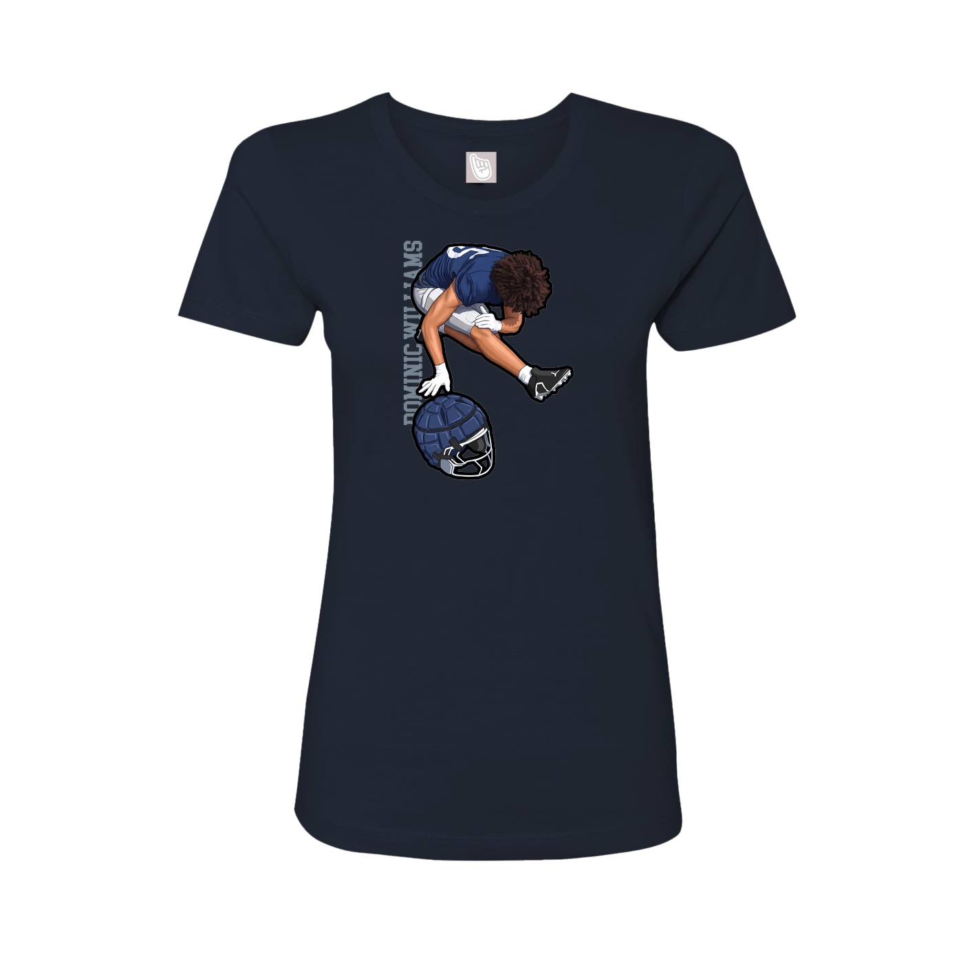 Fitted Women's Tee — Name Vertical in Navy