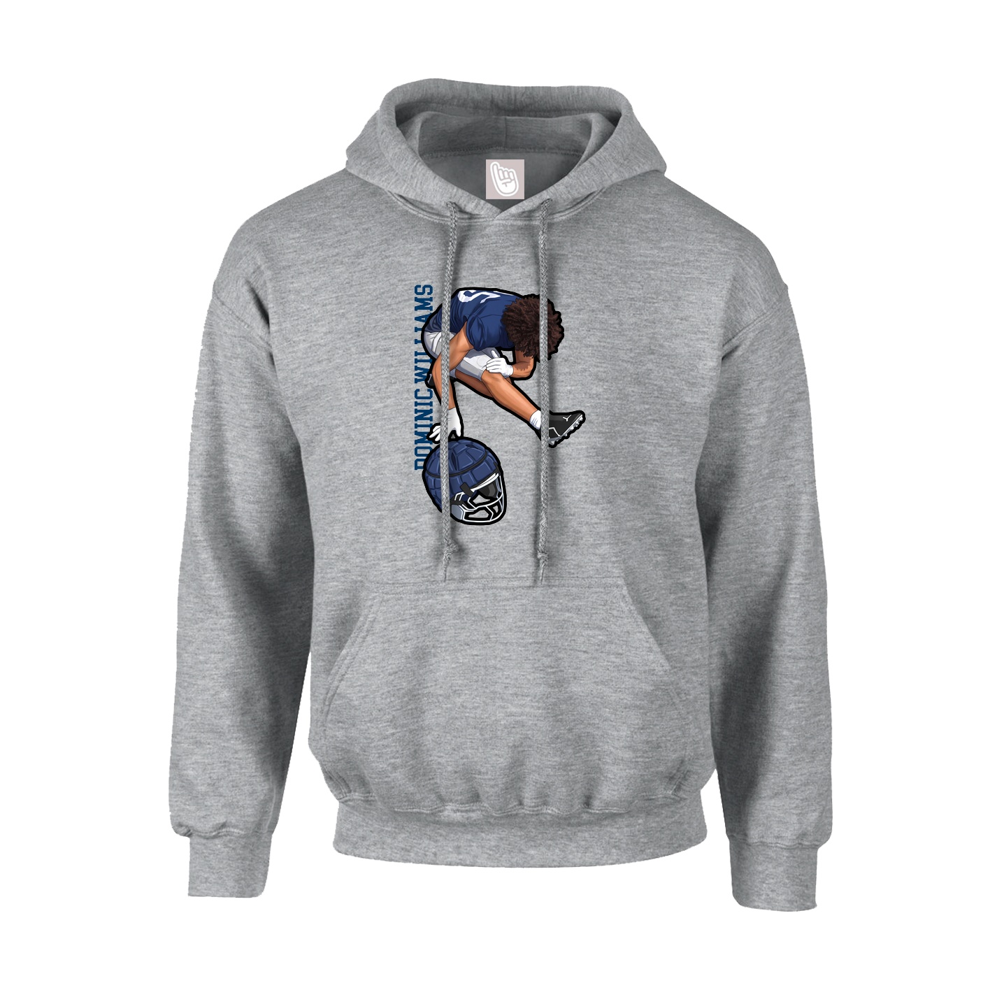 Hoodie — Name Vertical in Grey