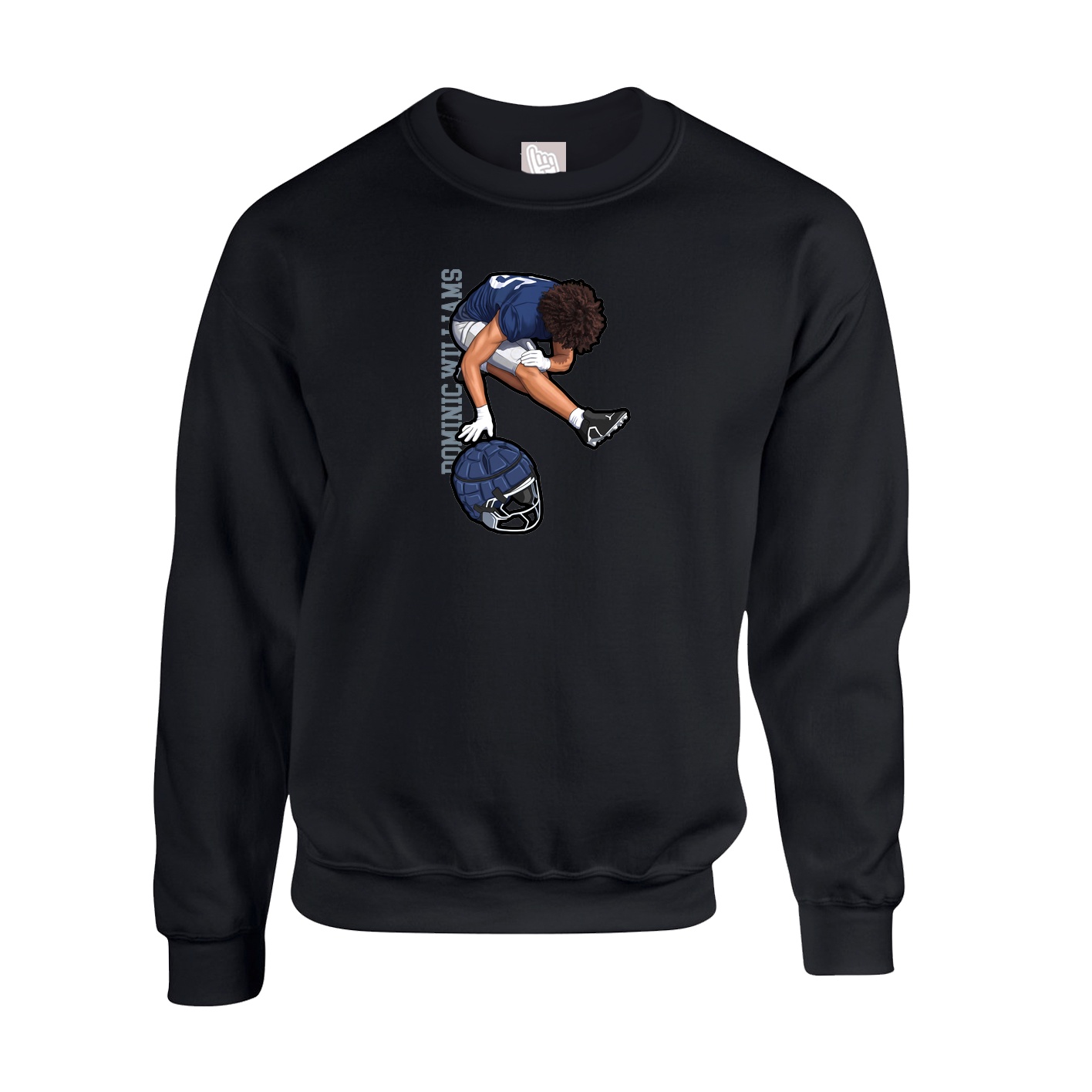 Fleece Crew — Name Vertical in Black